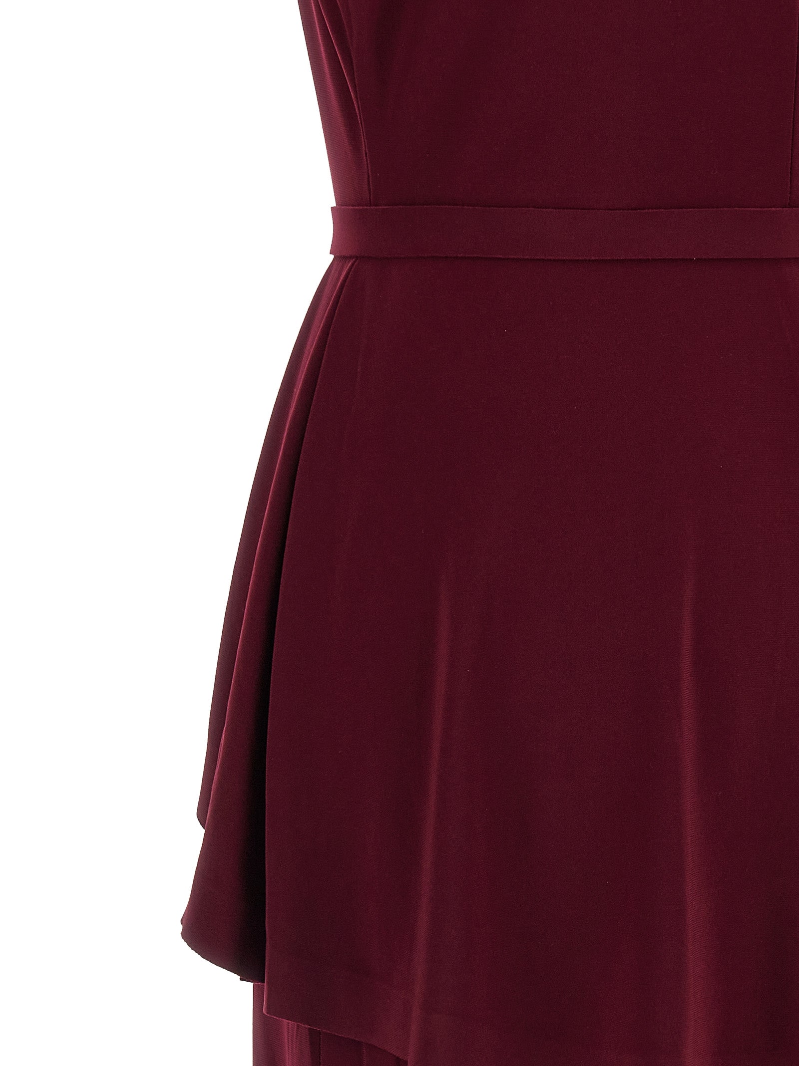 Bordeaux Polyester Midi Dress