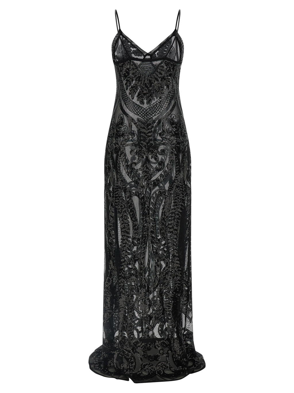 Black Polyester Long Dress
