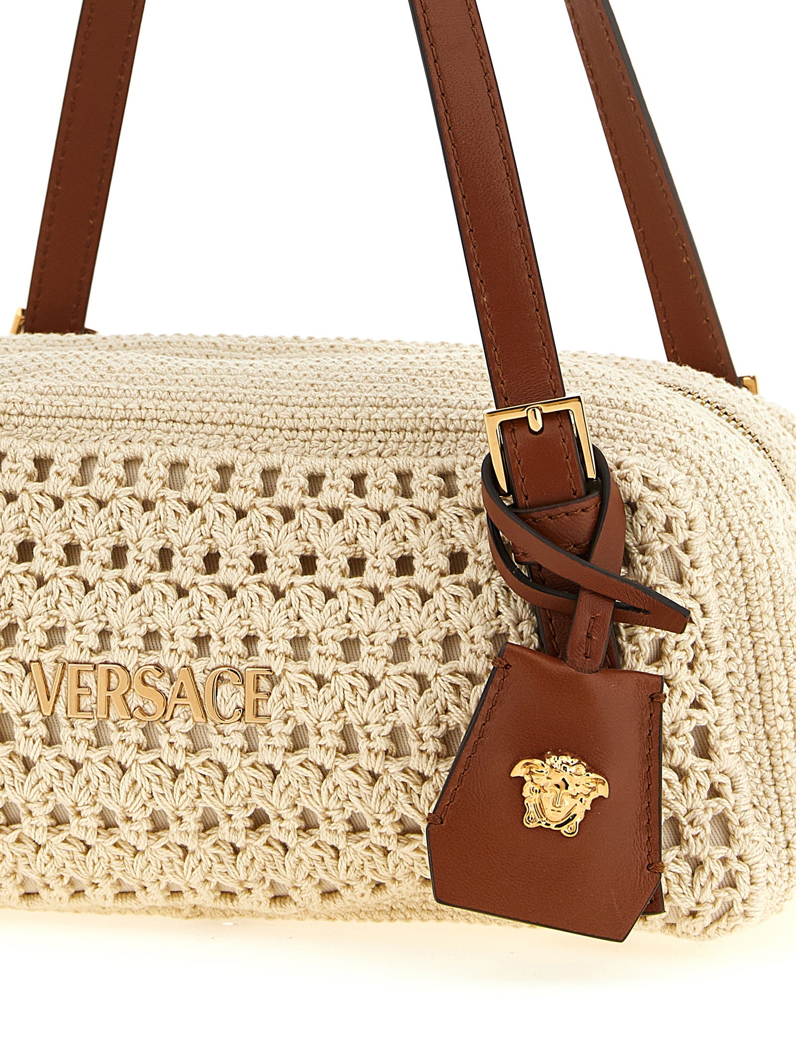 Beige Cotton Shoulder Bag