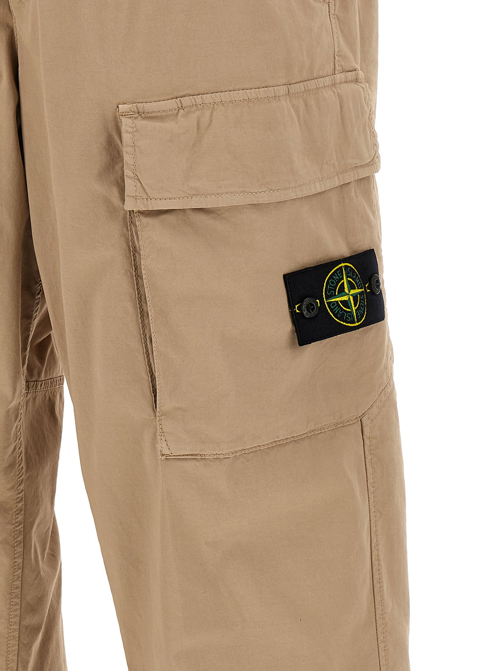 Beige Cotton Cargo Pants