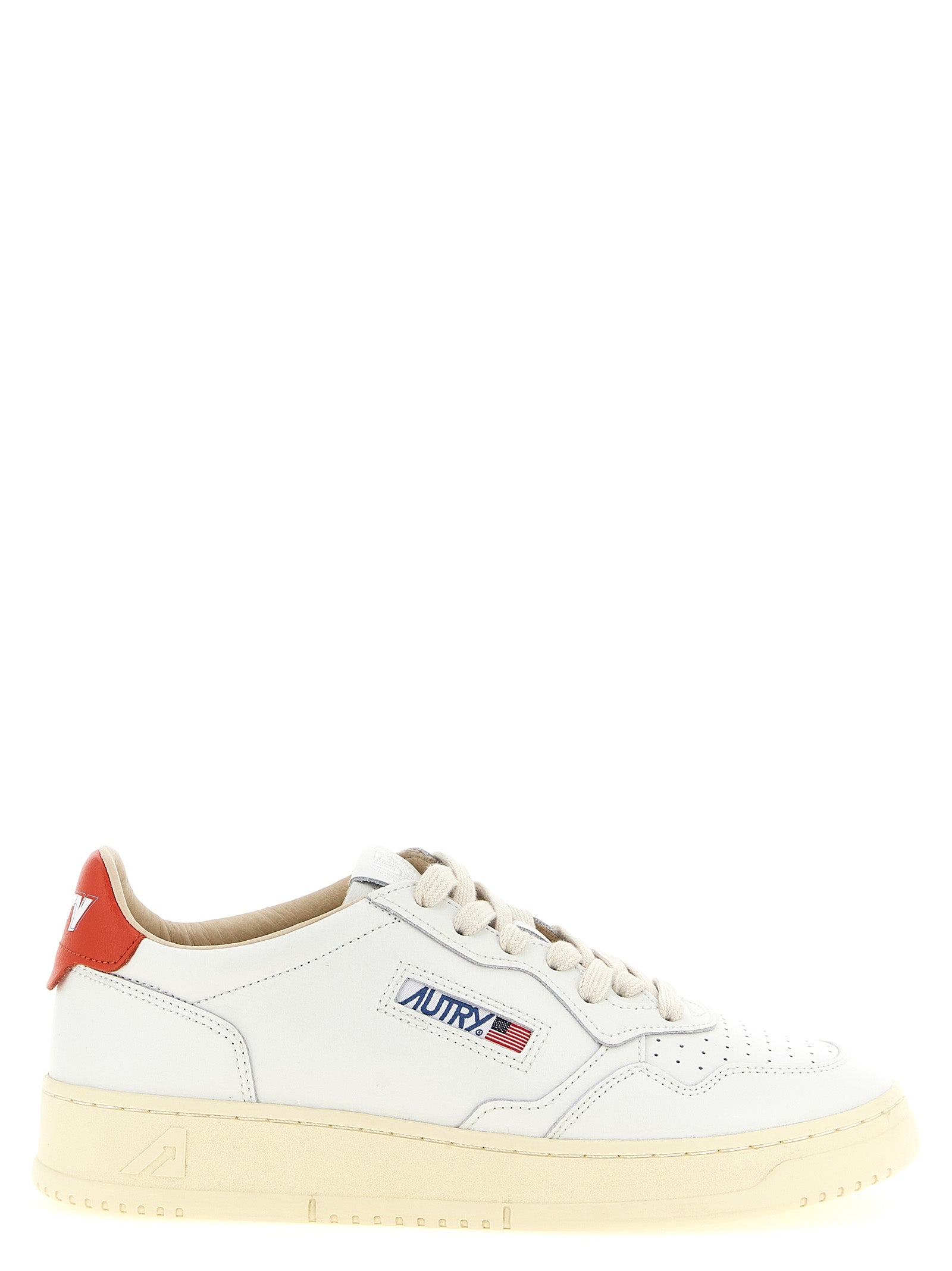 Orange Cowhide Low Top Sneakers