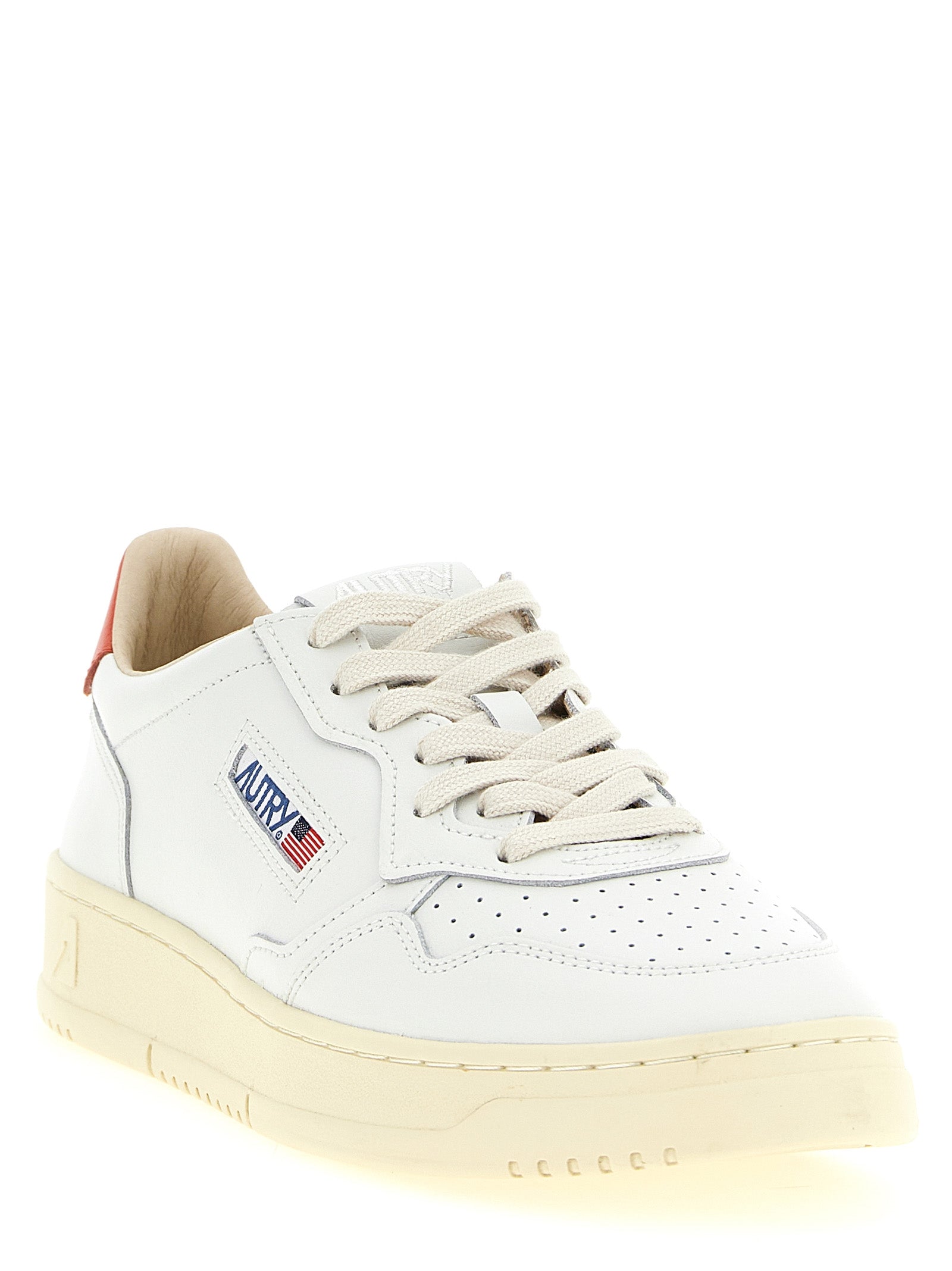 Orange Cowhide Low Top Sneakers