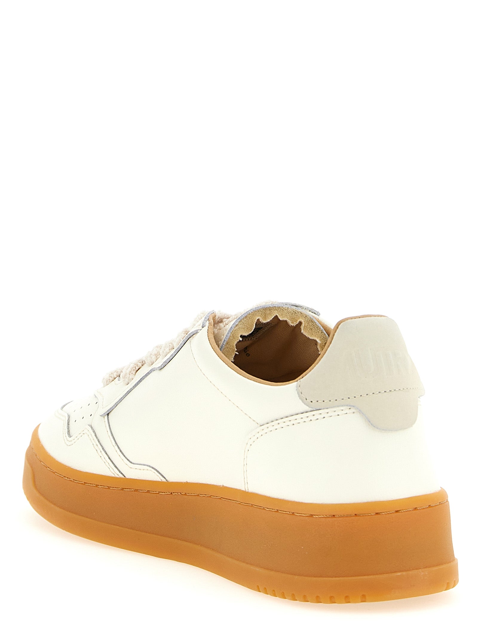 Beige Cowhide Low Top Sneakers