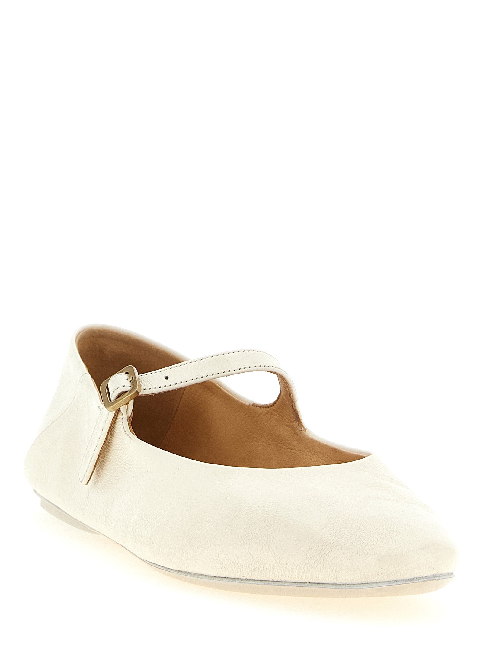 Beige Calfskin Ballet Flats