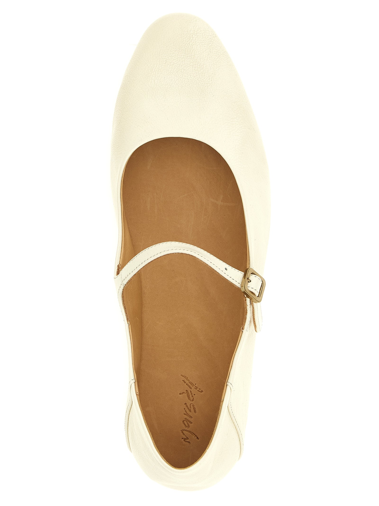 Beige Calfskin Ballet Flats
