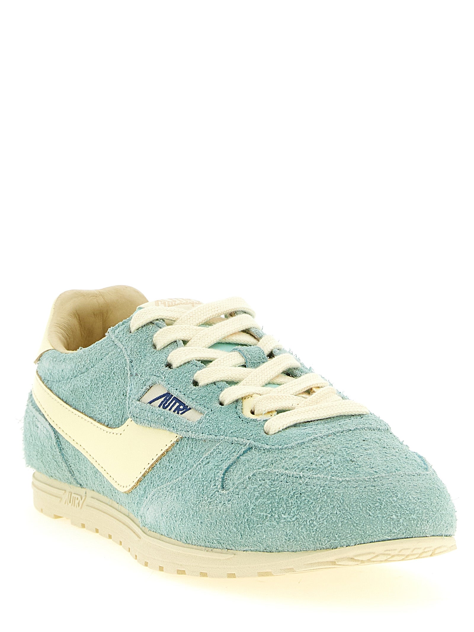 Blue Cowhide Low Top Sneakers