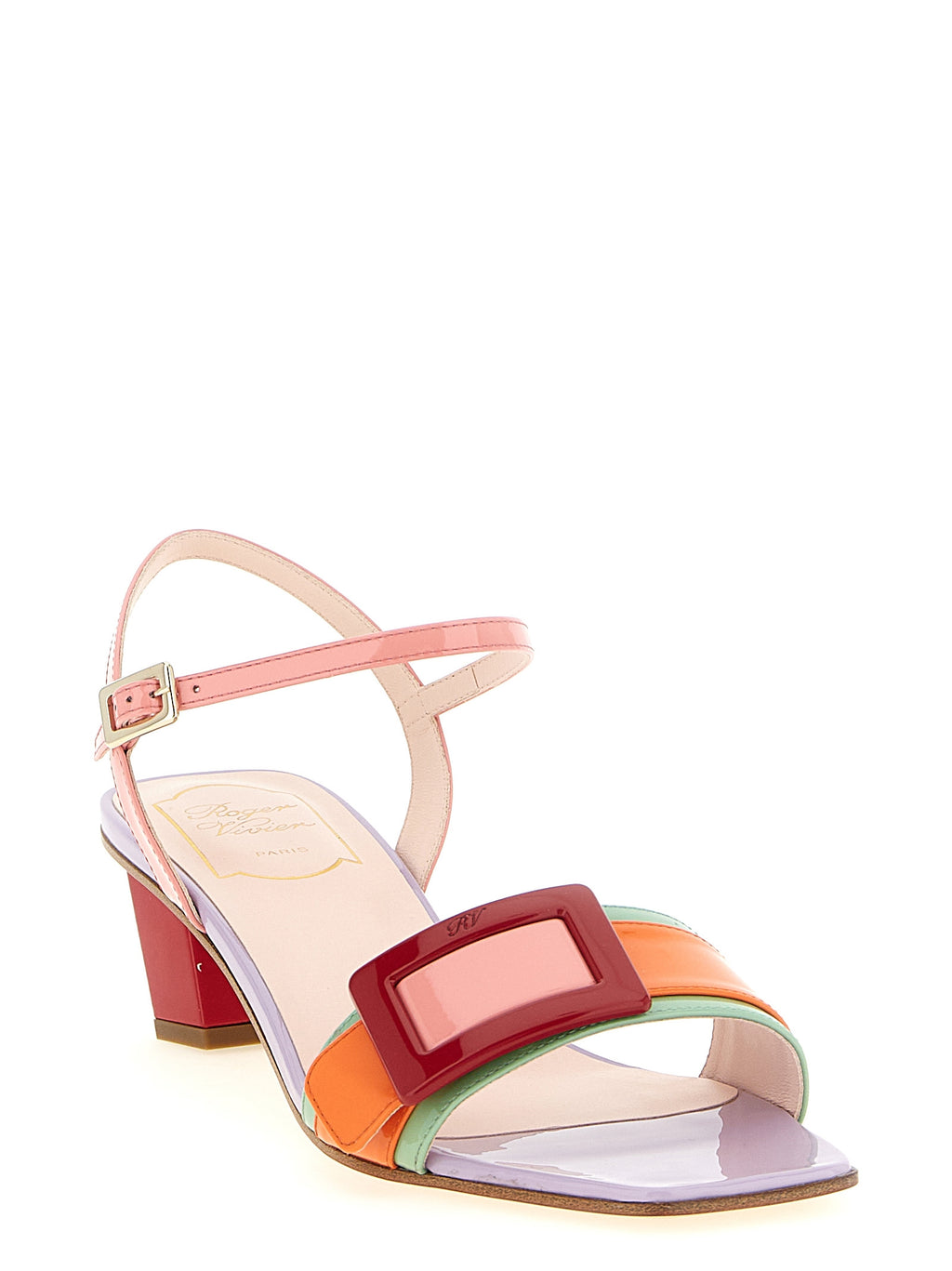Multicolor Calfskin Stiletto Heel Sandals