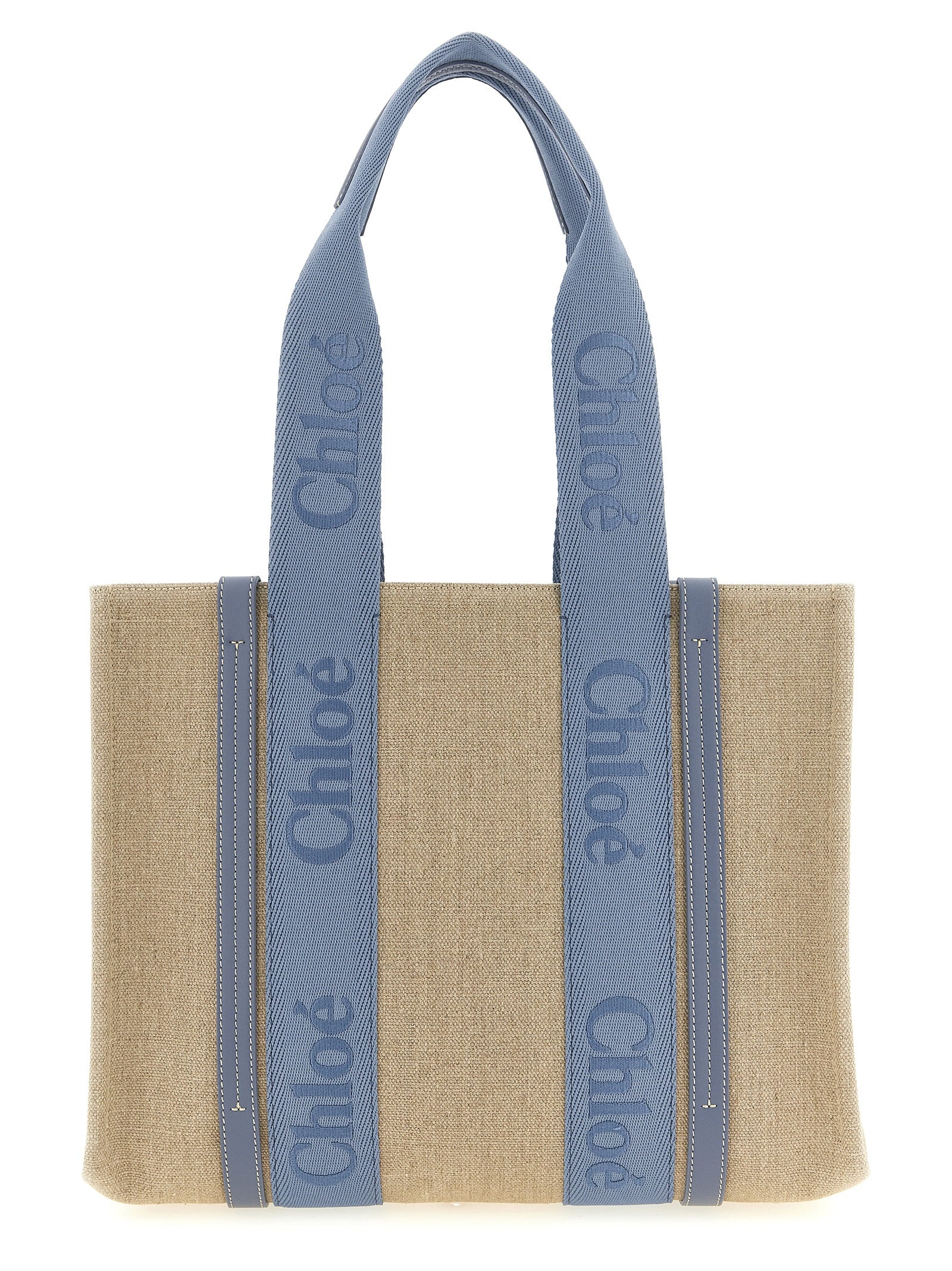 Blue Linen Tote Bag