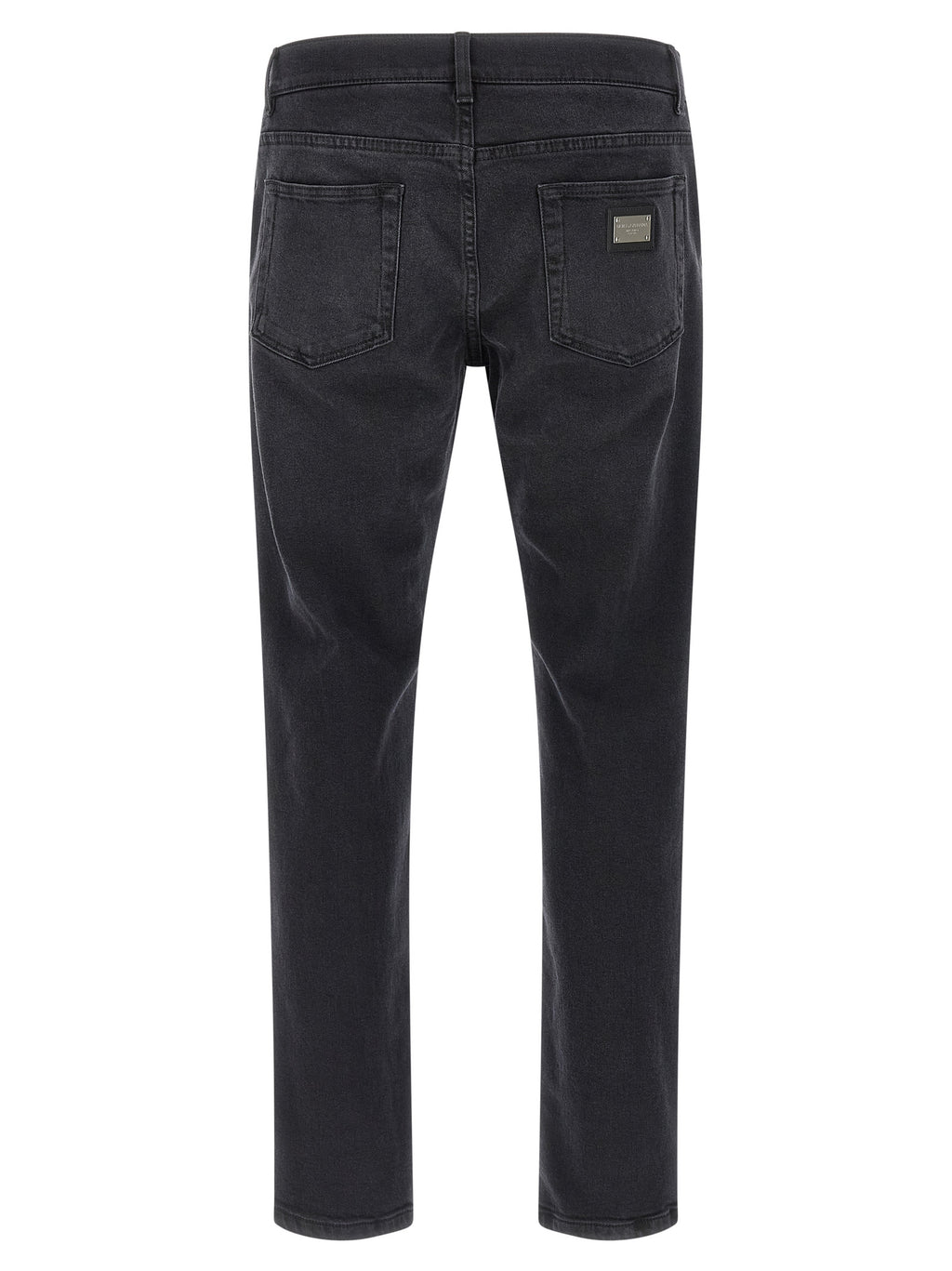Black Cotton Straight-Leg Jeans