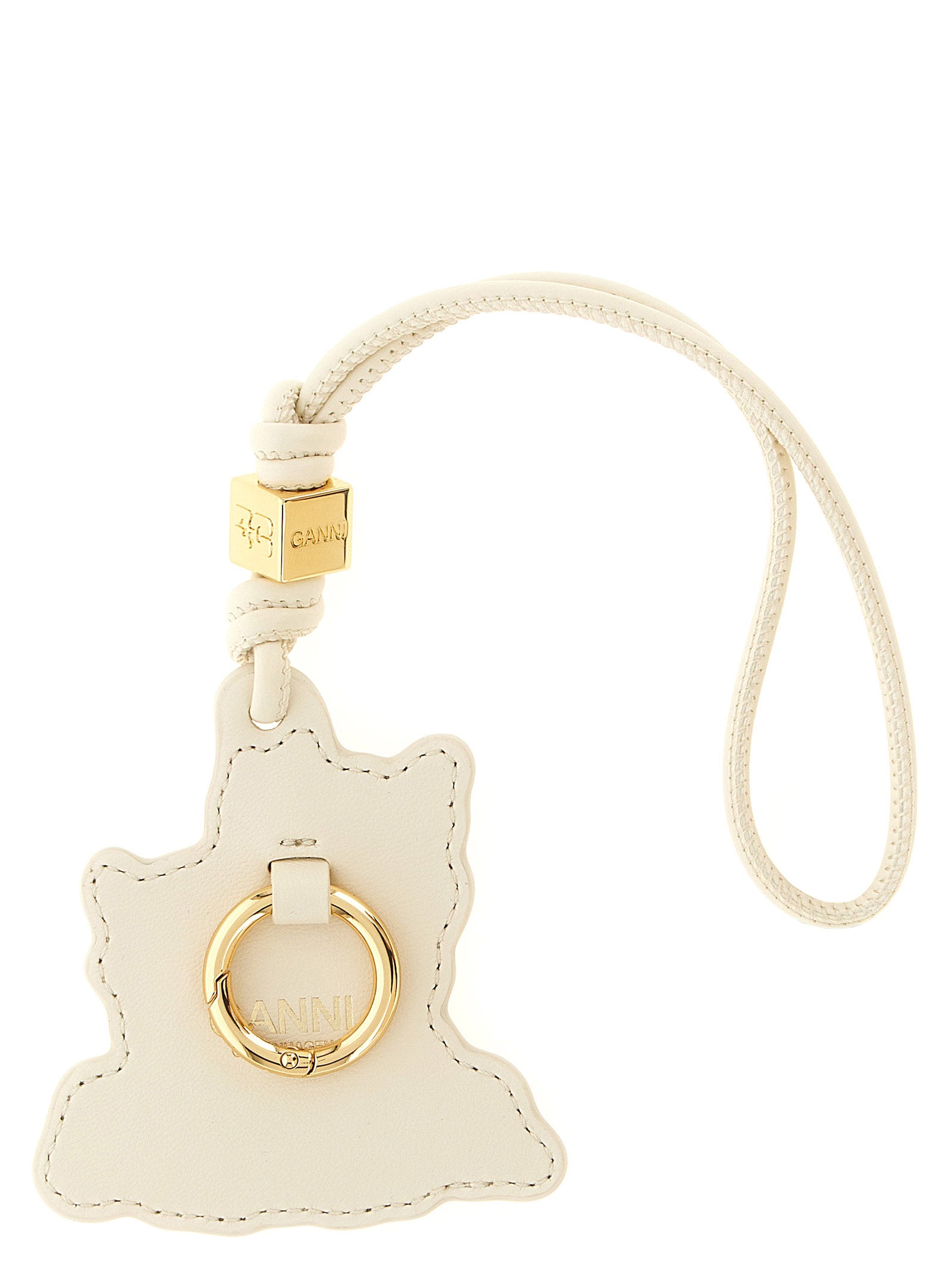 Beige Leather Keychain
