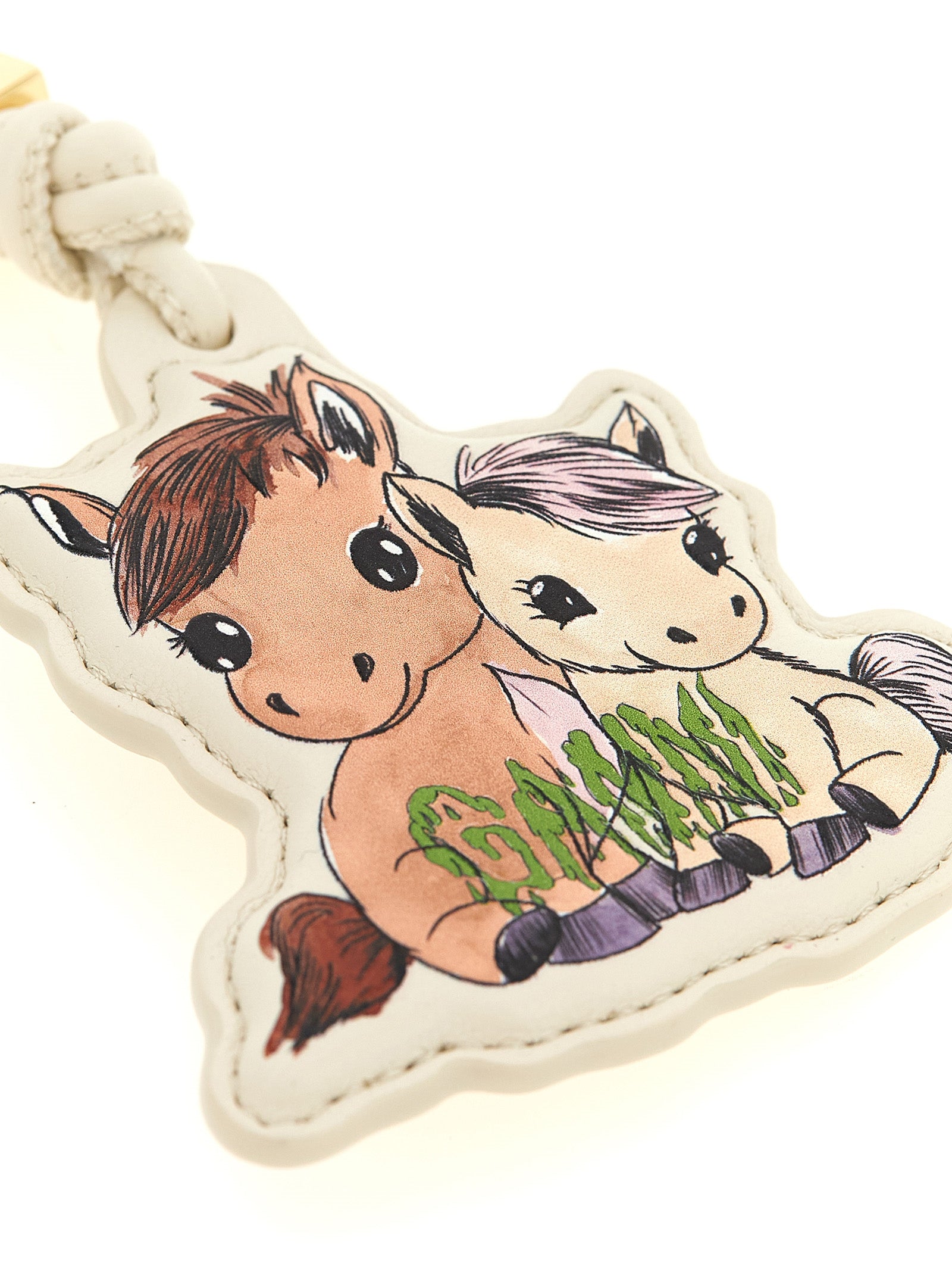 Beige Leather Keychain