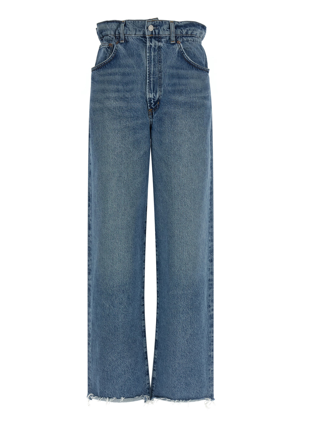 Blue Cotton Straight-Leg Jeans