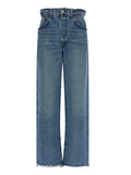 Blue Cotton Straight-Leg Jeans