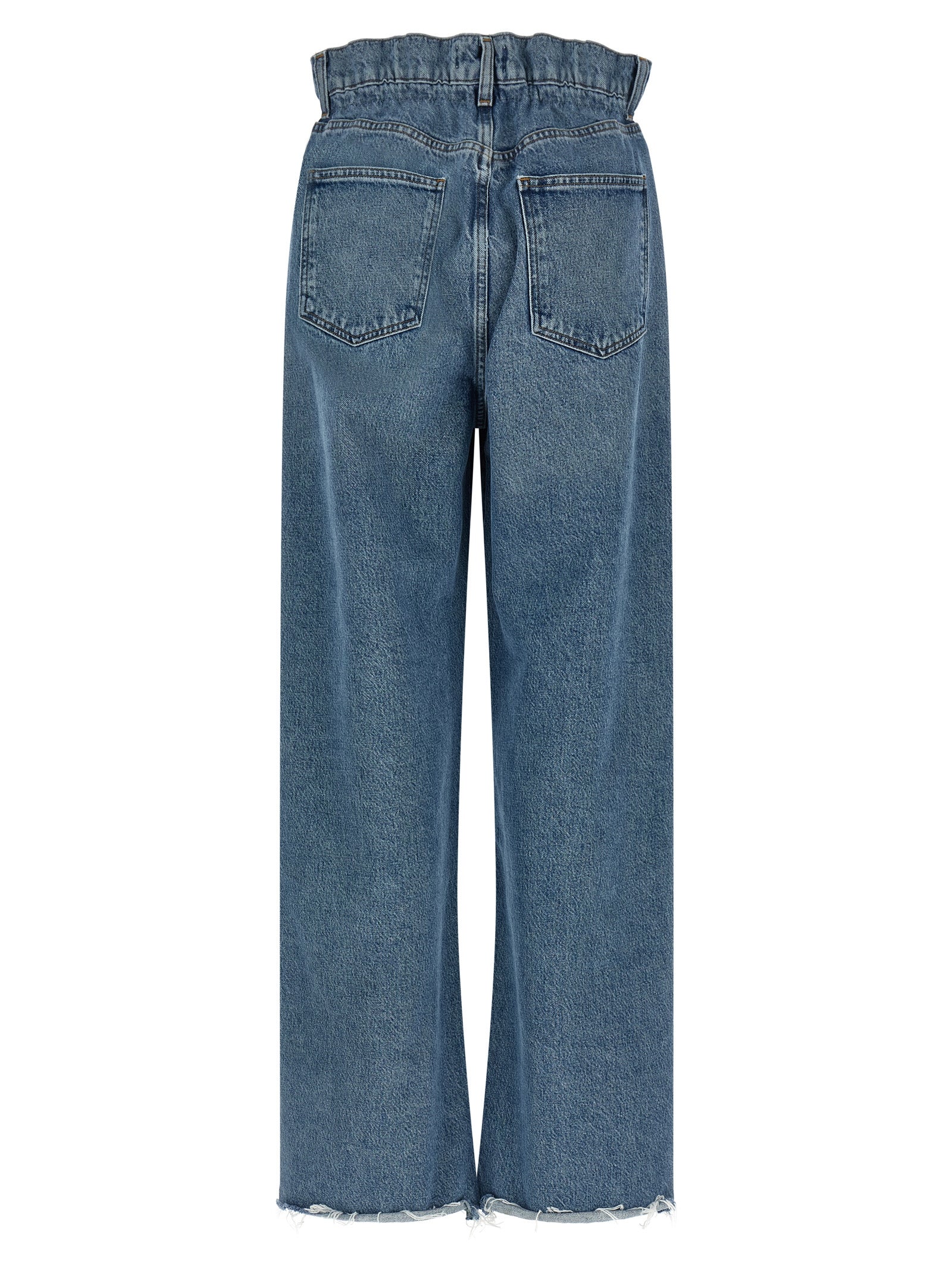 Blue Cotton Straight-Leg Jeans