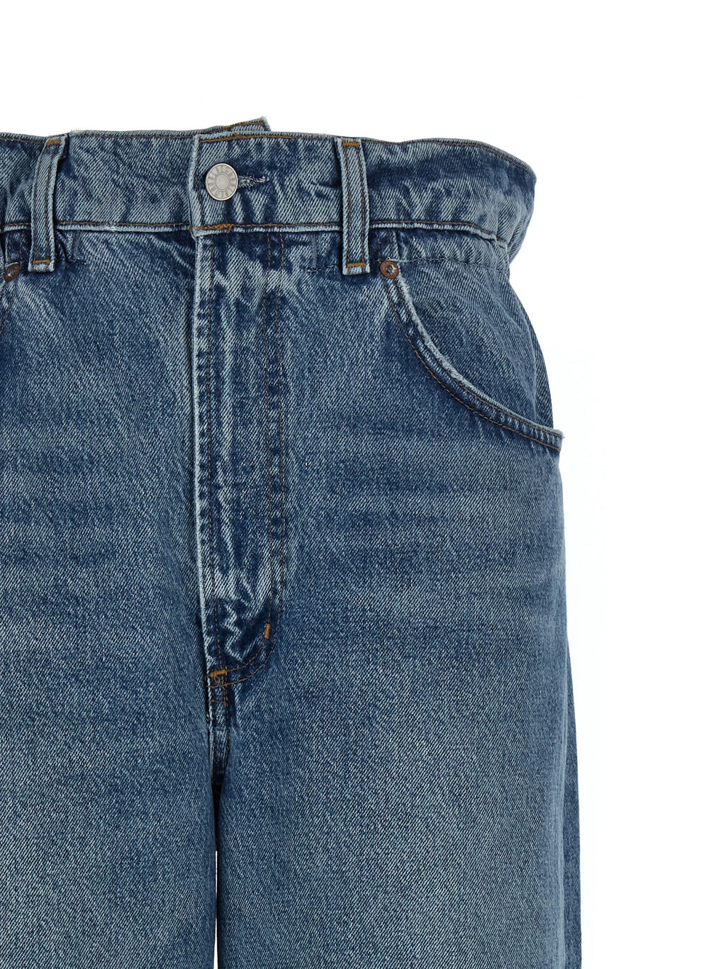 Blue Cotton Straight-Leg Jeans