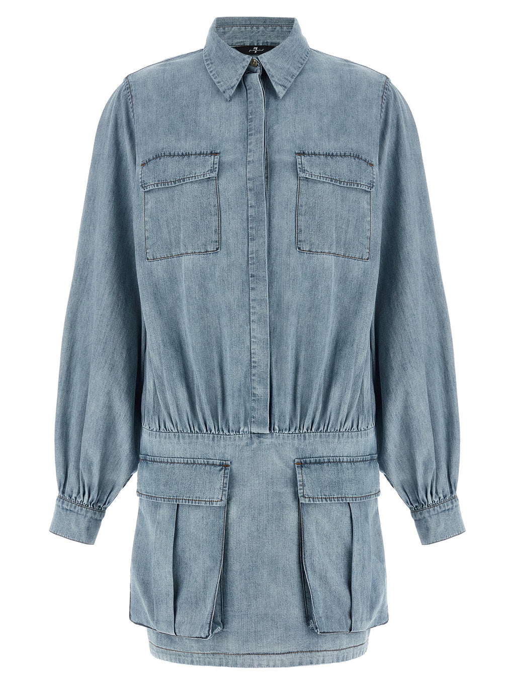 Blue Cotton Short Dress