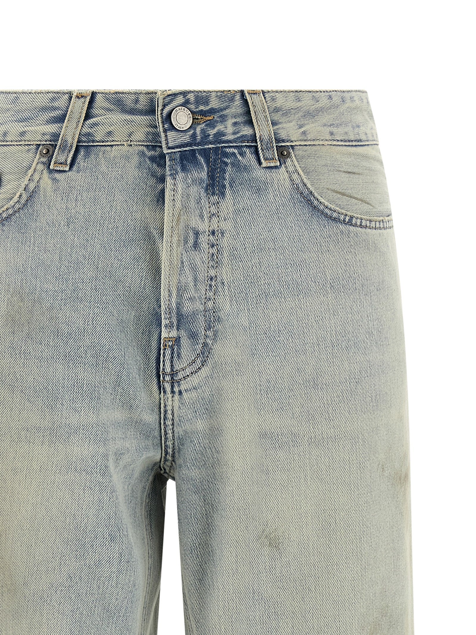 Blue Cotton Cropped Jeans