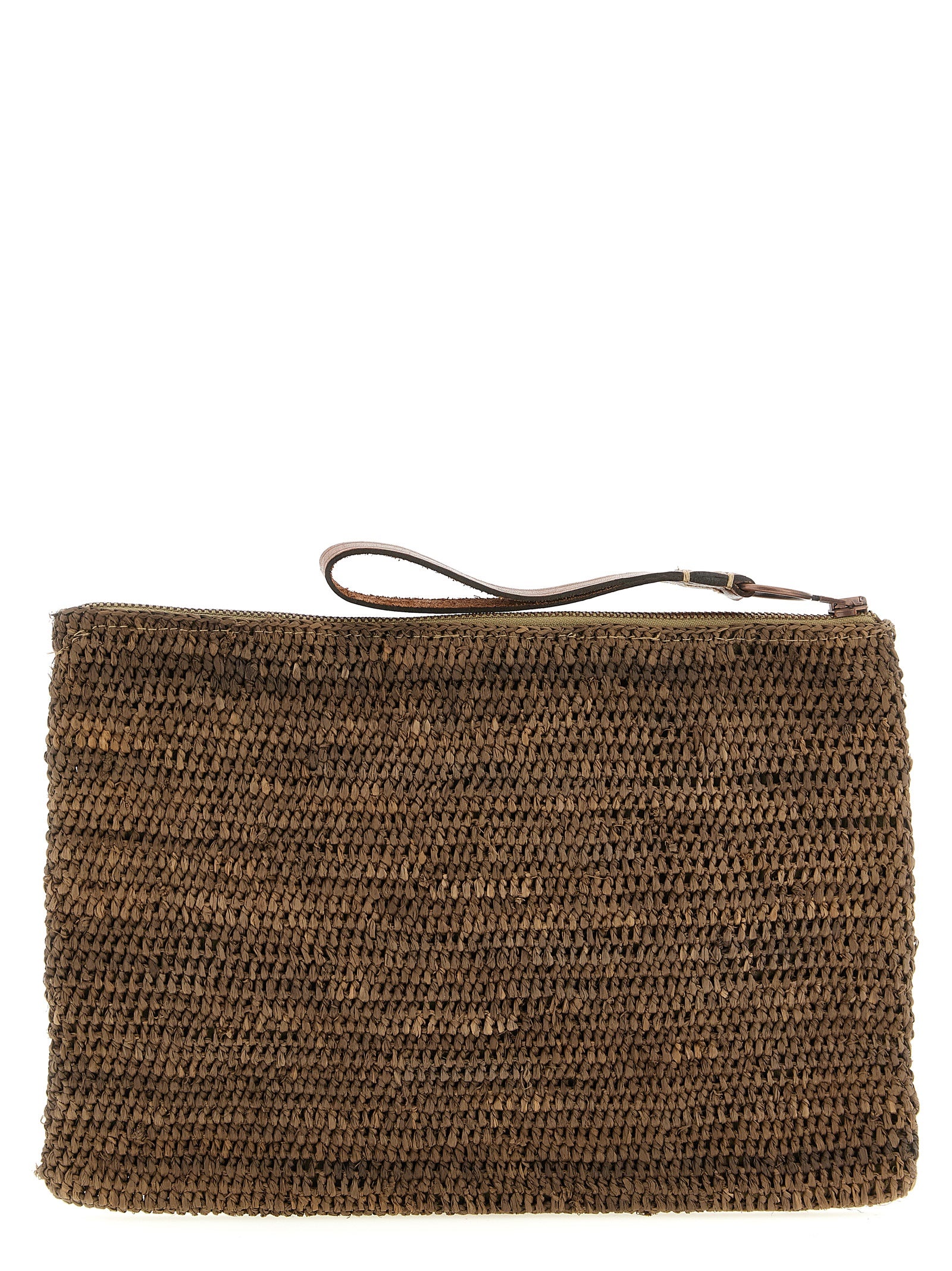 Brown Raffia Clutch Bag