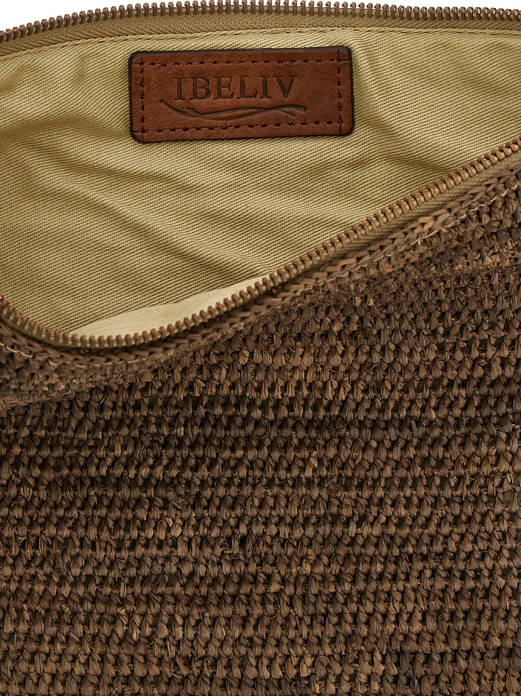 Brown Raffia Clutch Bag
