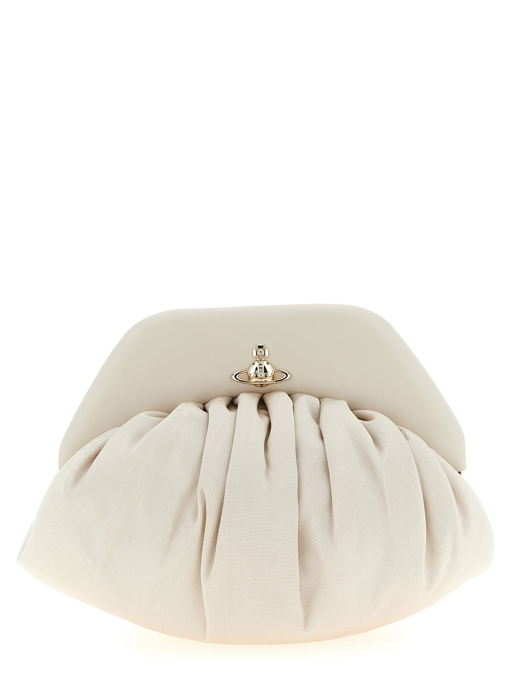 Beige Viscose Clutch Bag