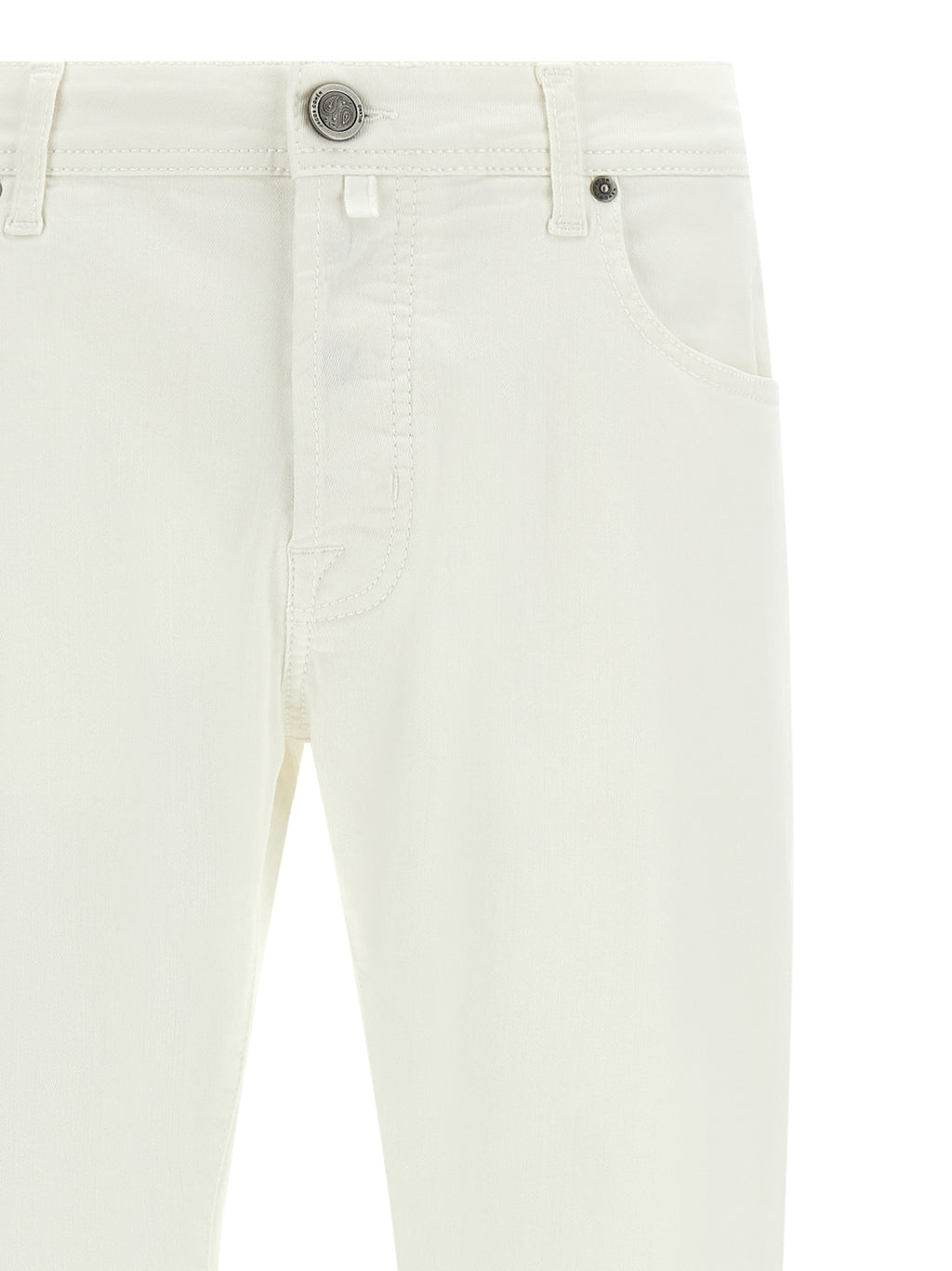 White Cotton Straight-Leg Jeans