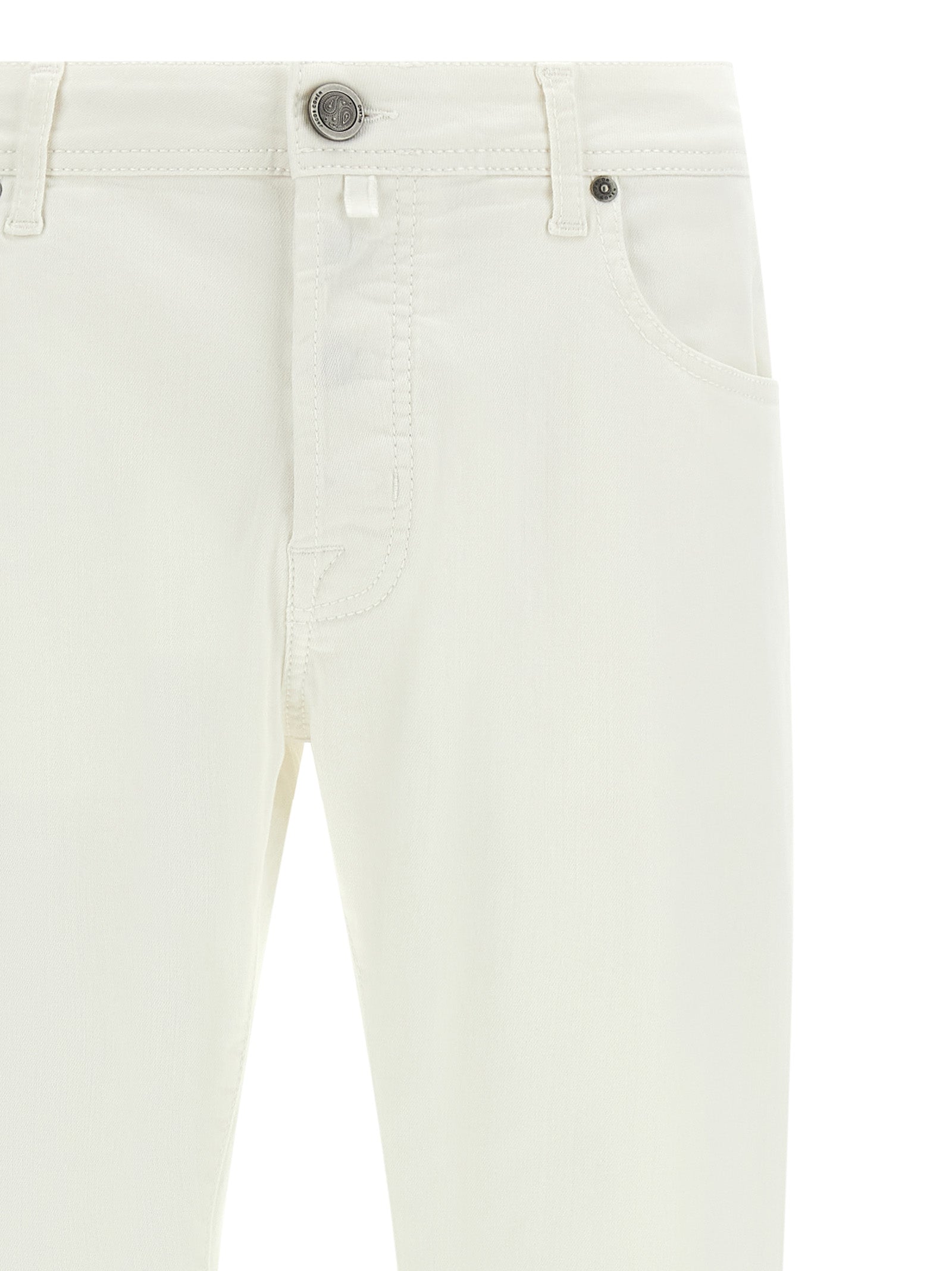 White Cotton Straight-Leg Jeans