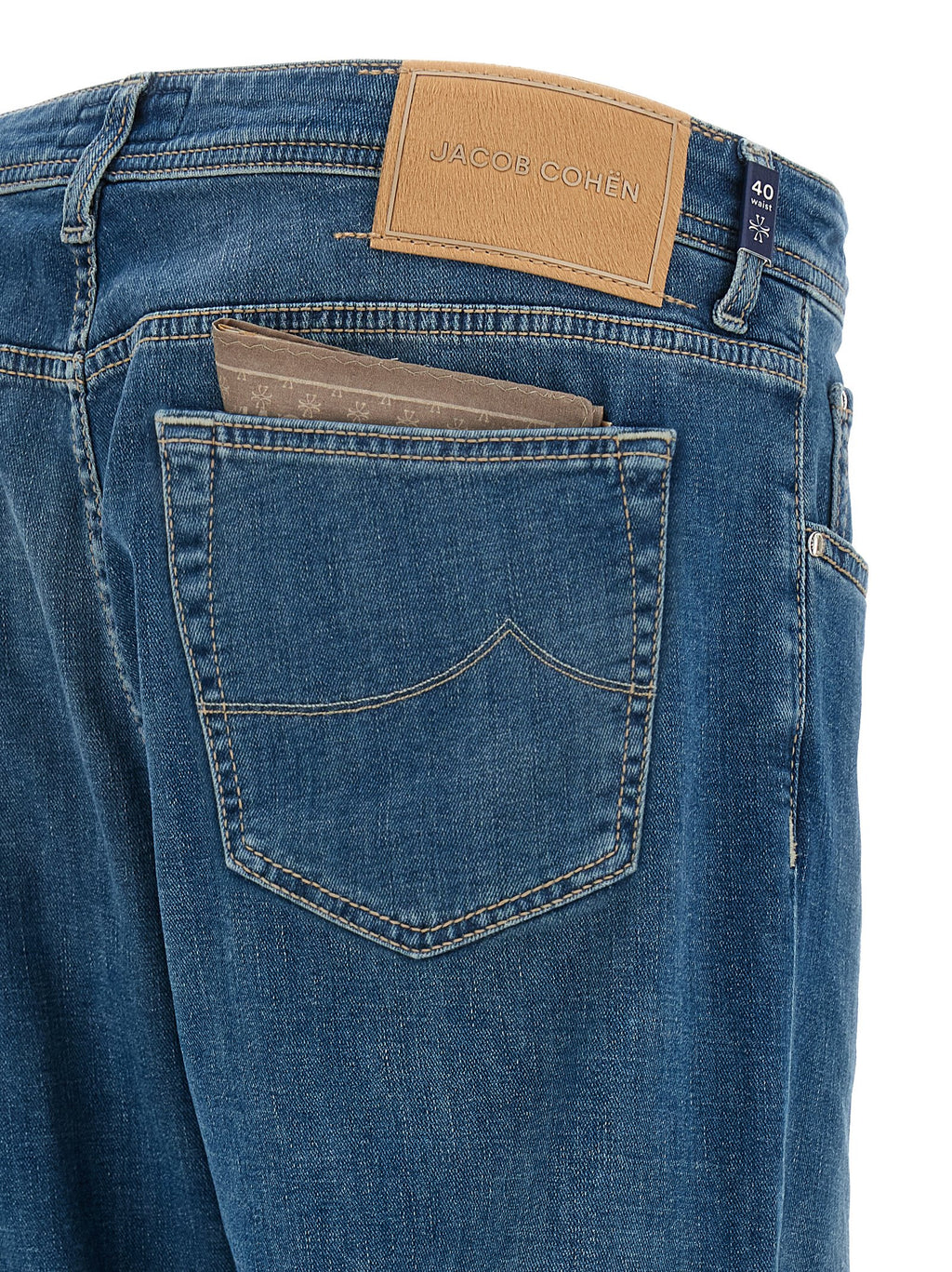 Blue Cotton Straight-Leg Jeans