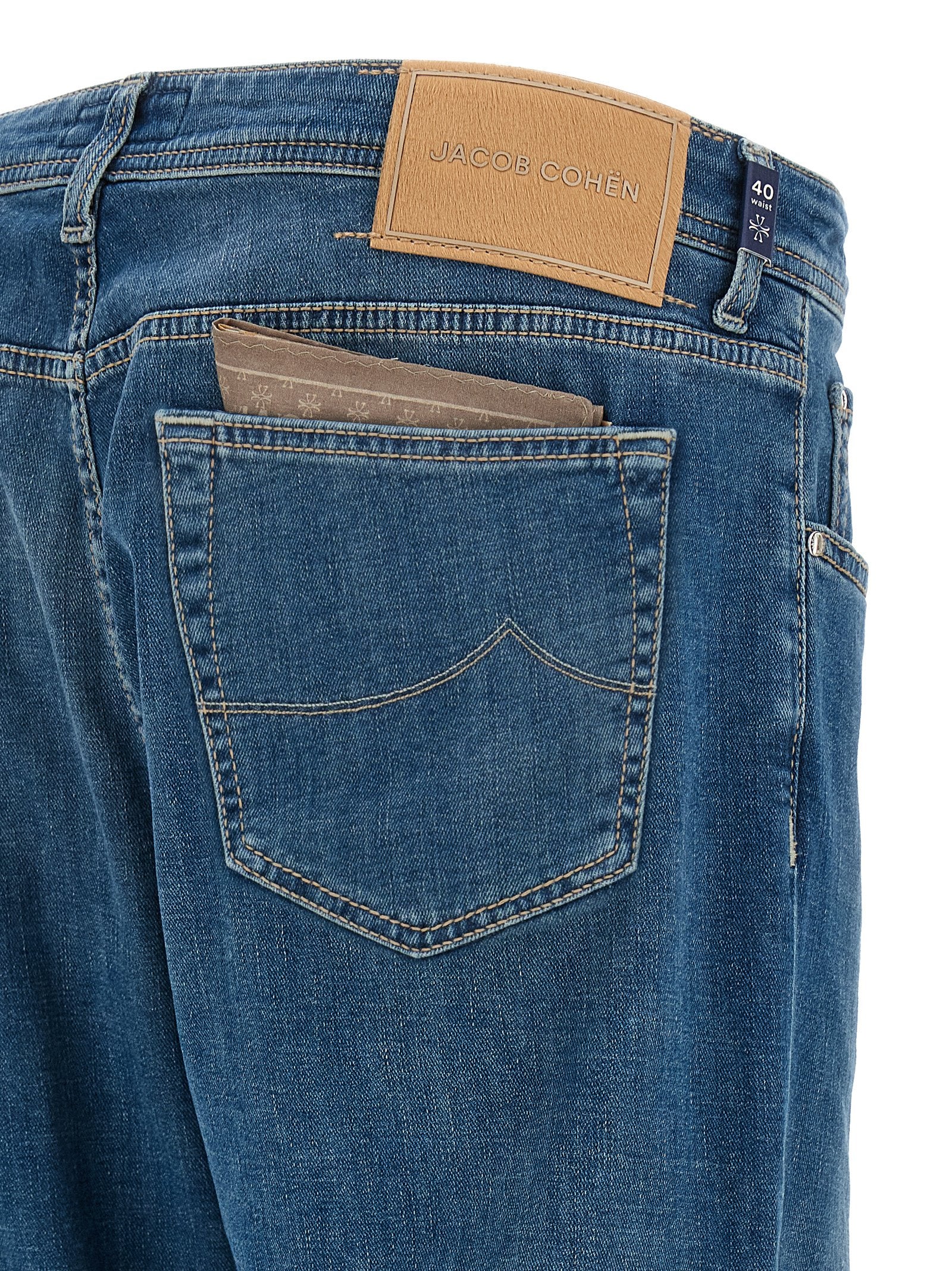 Blue Cotton Straight-Leg Jeans