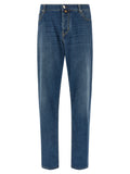Blue Cotton Straight-Leg Jeans