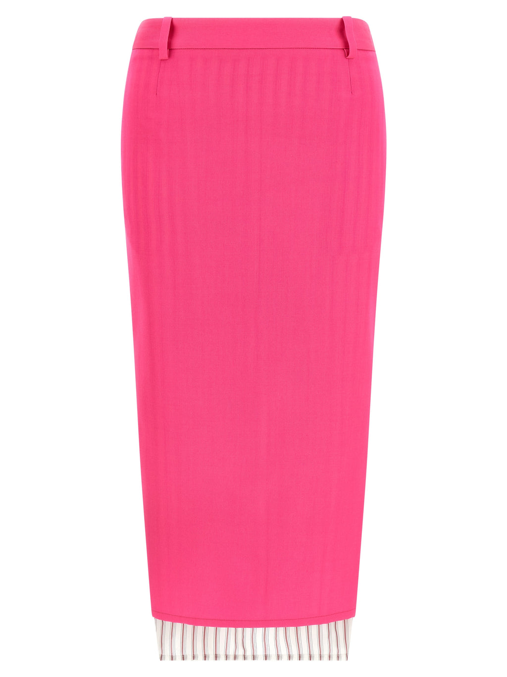 Fuchsia Virgin Wool Midi Skirt