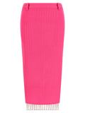 Fuchsia Virgin Wool Midi Skirt