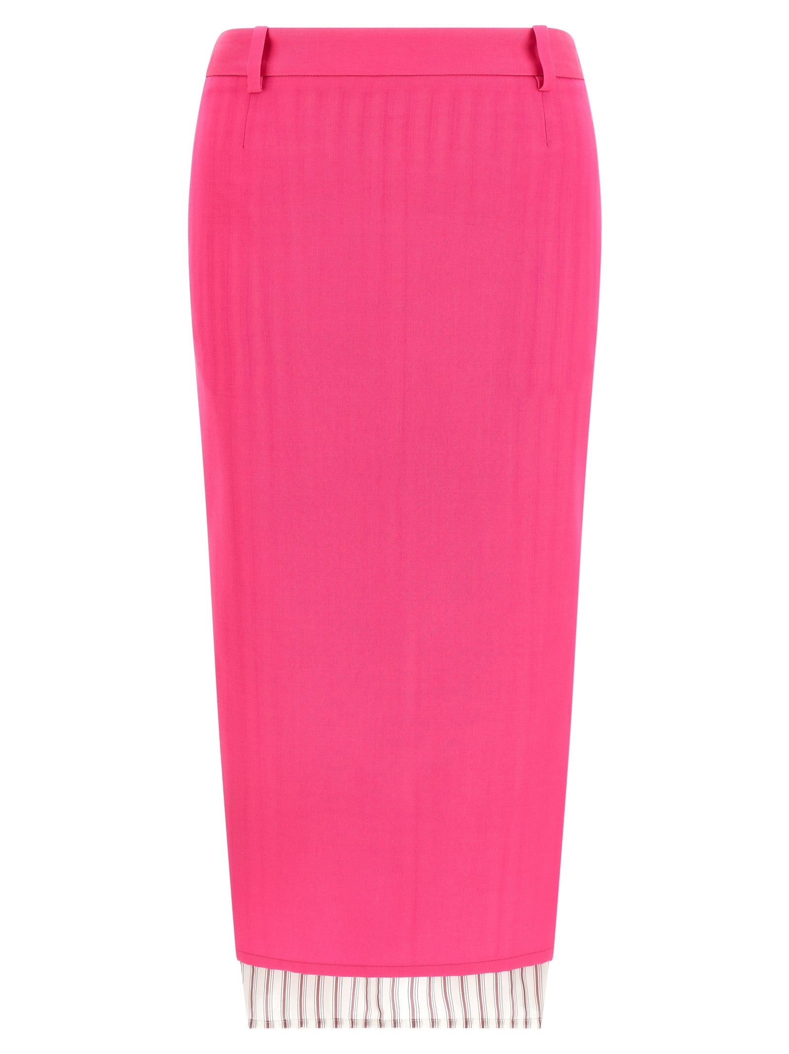 Fuchsia Virgin Wool Midi Skirt