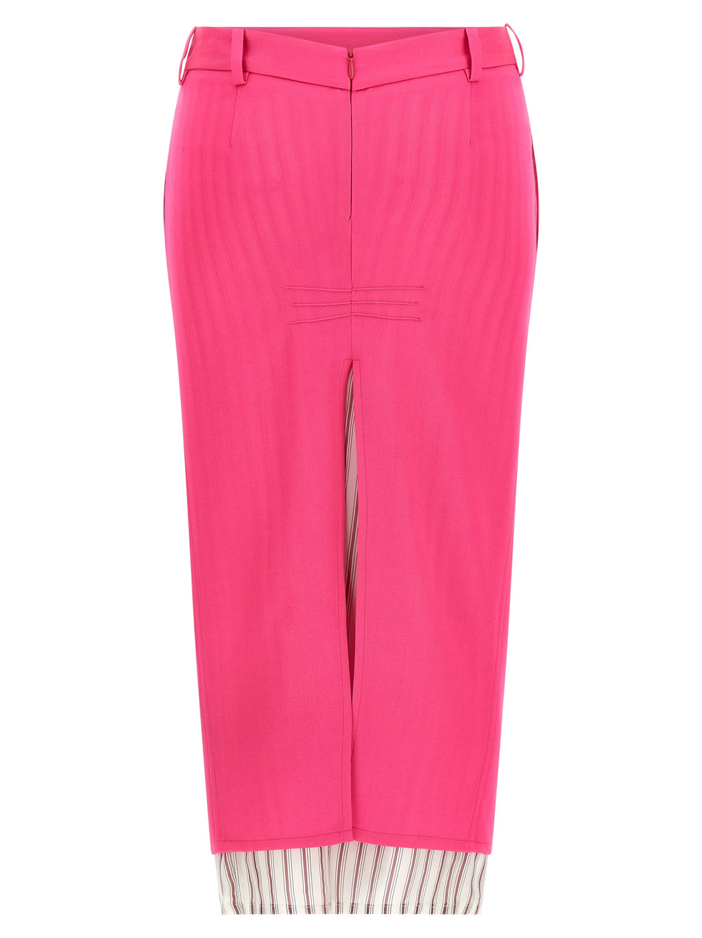 Fuchsia Virgin Wool Midi Skirt