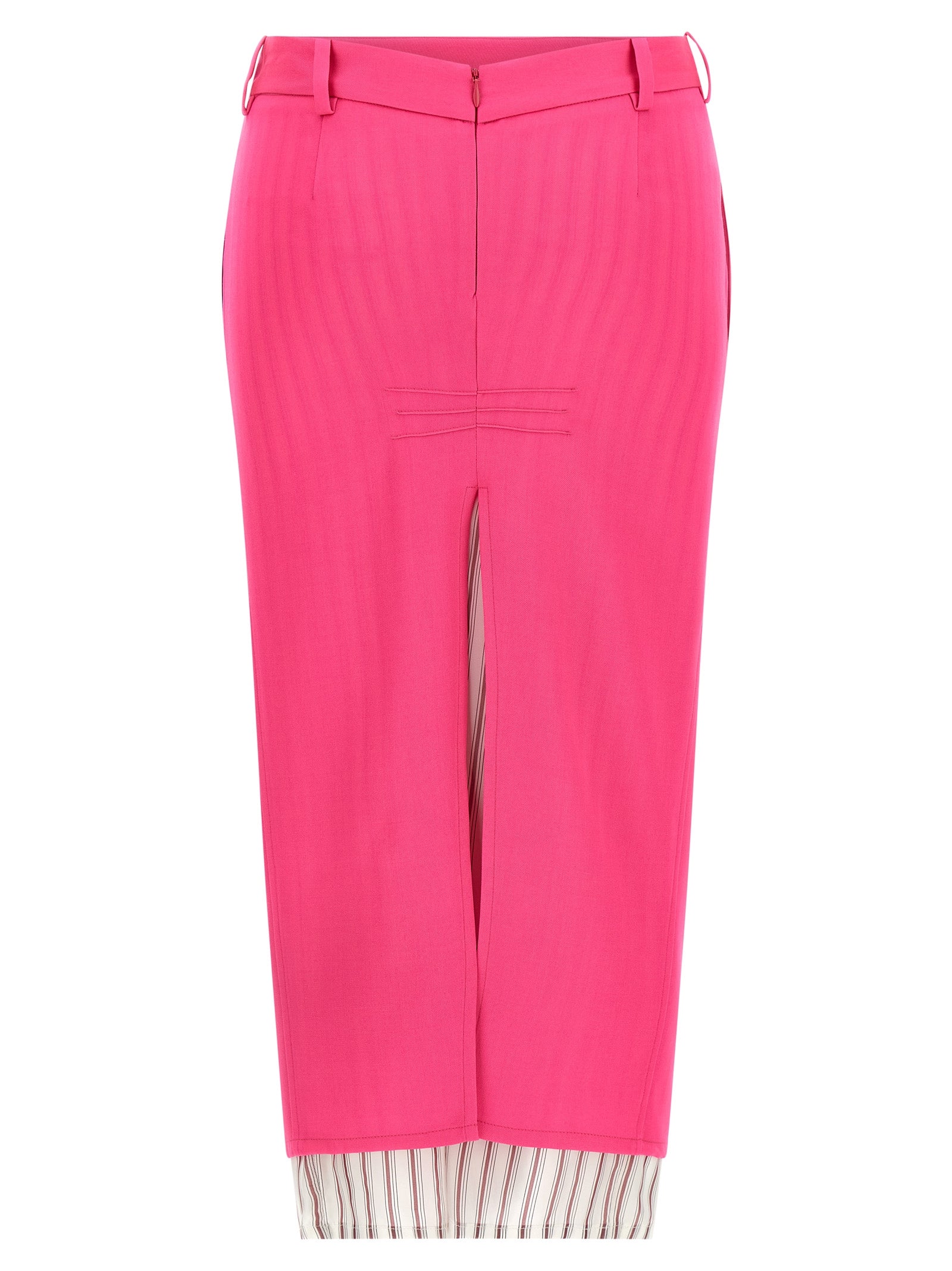 Fuchsia Virgin Wool Midi Skirt