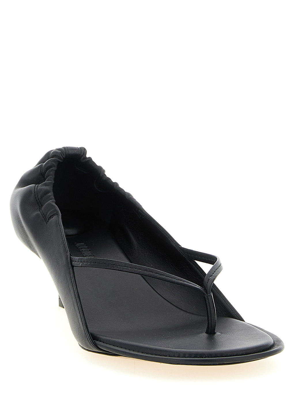 Black Lamb Leather Flat Sandals