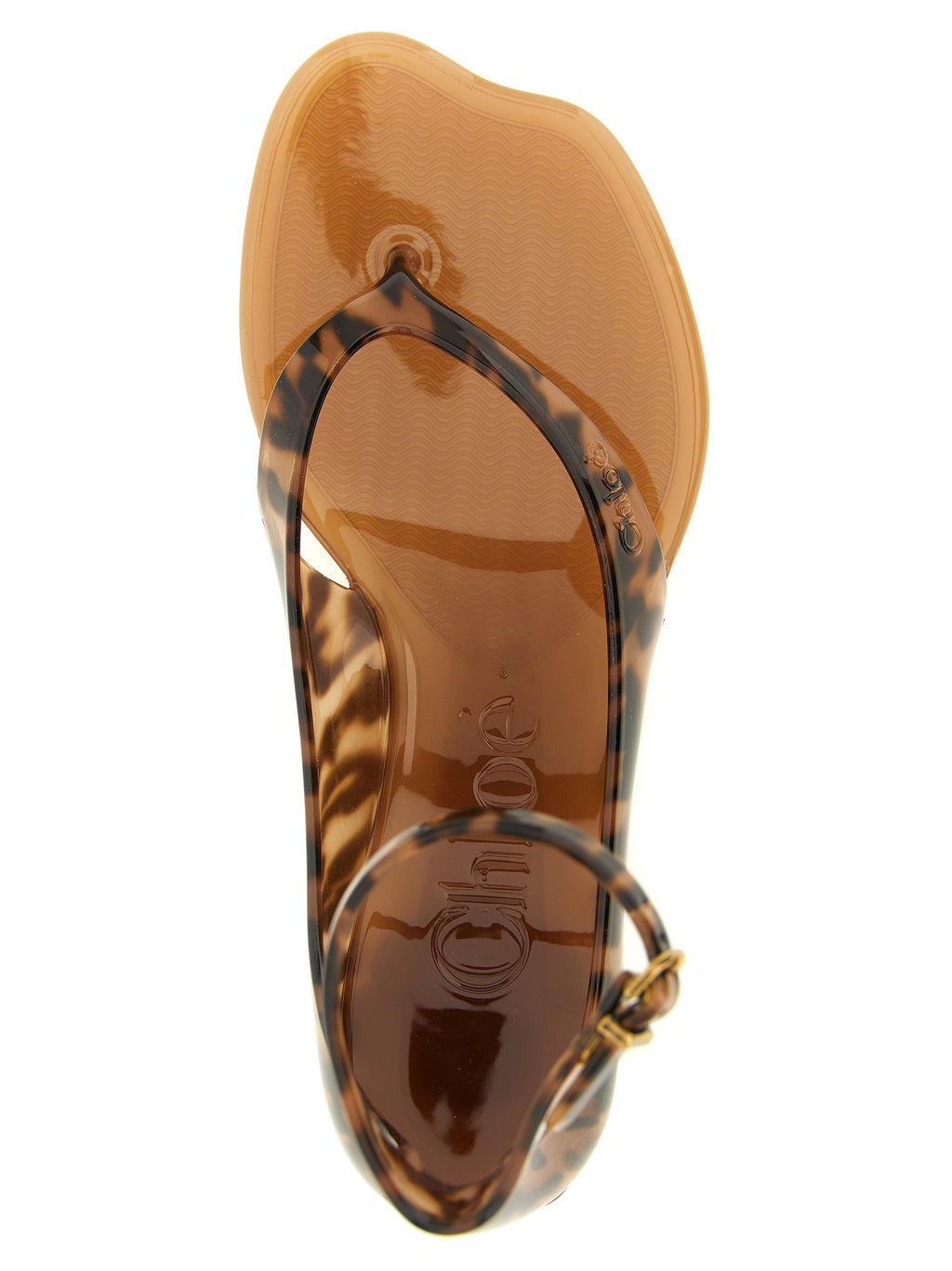 Brown Polyurethane Mid Heel Pumps