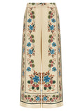 Beige Silk Casual Pants