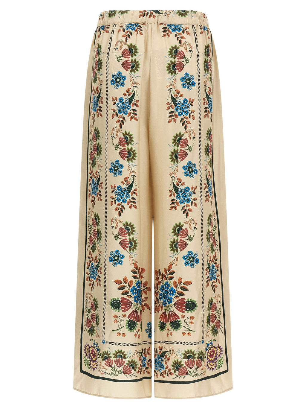 Beige Silk Casual Pants