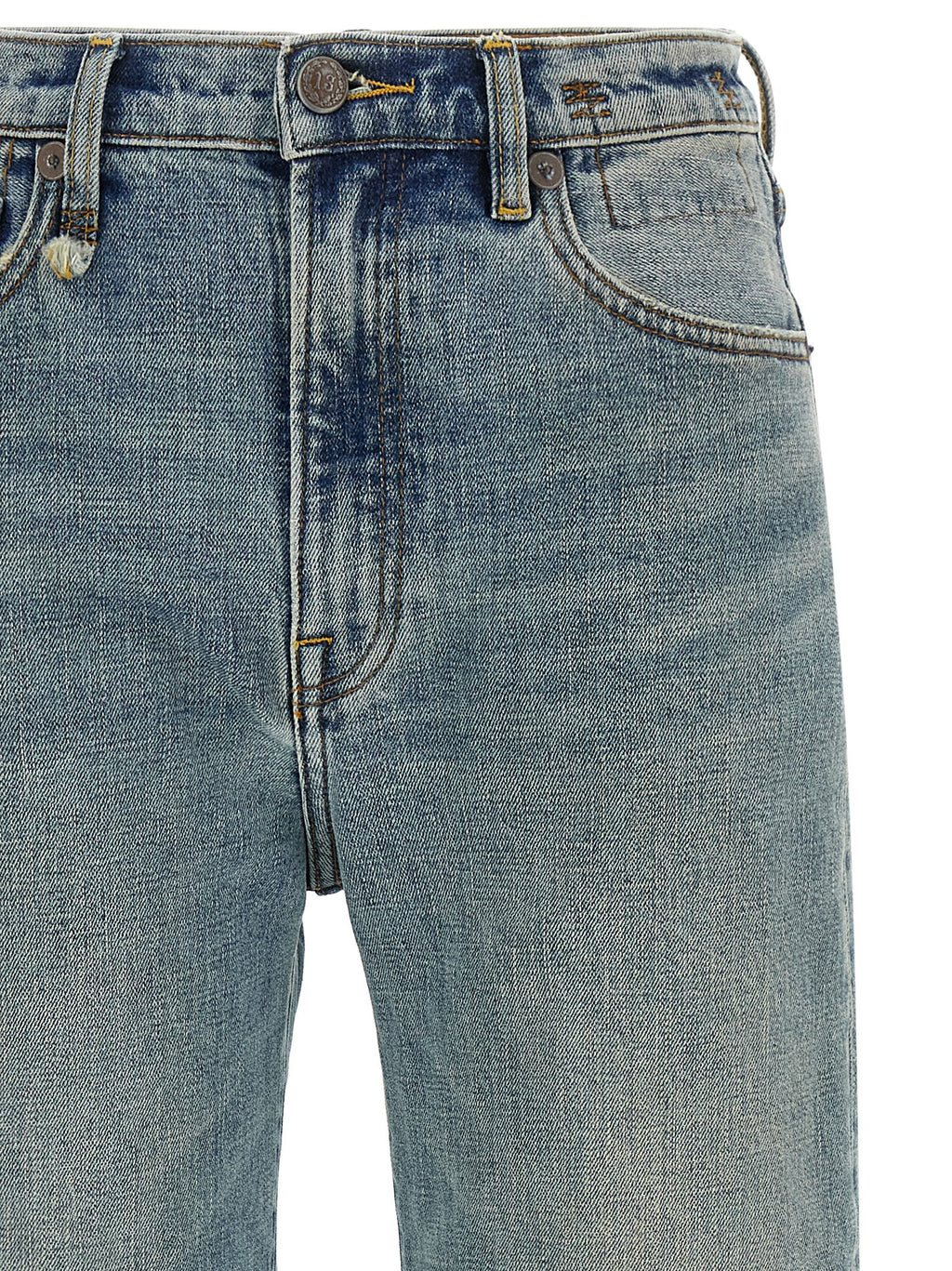 Blue Cotton Flared Jeans