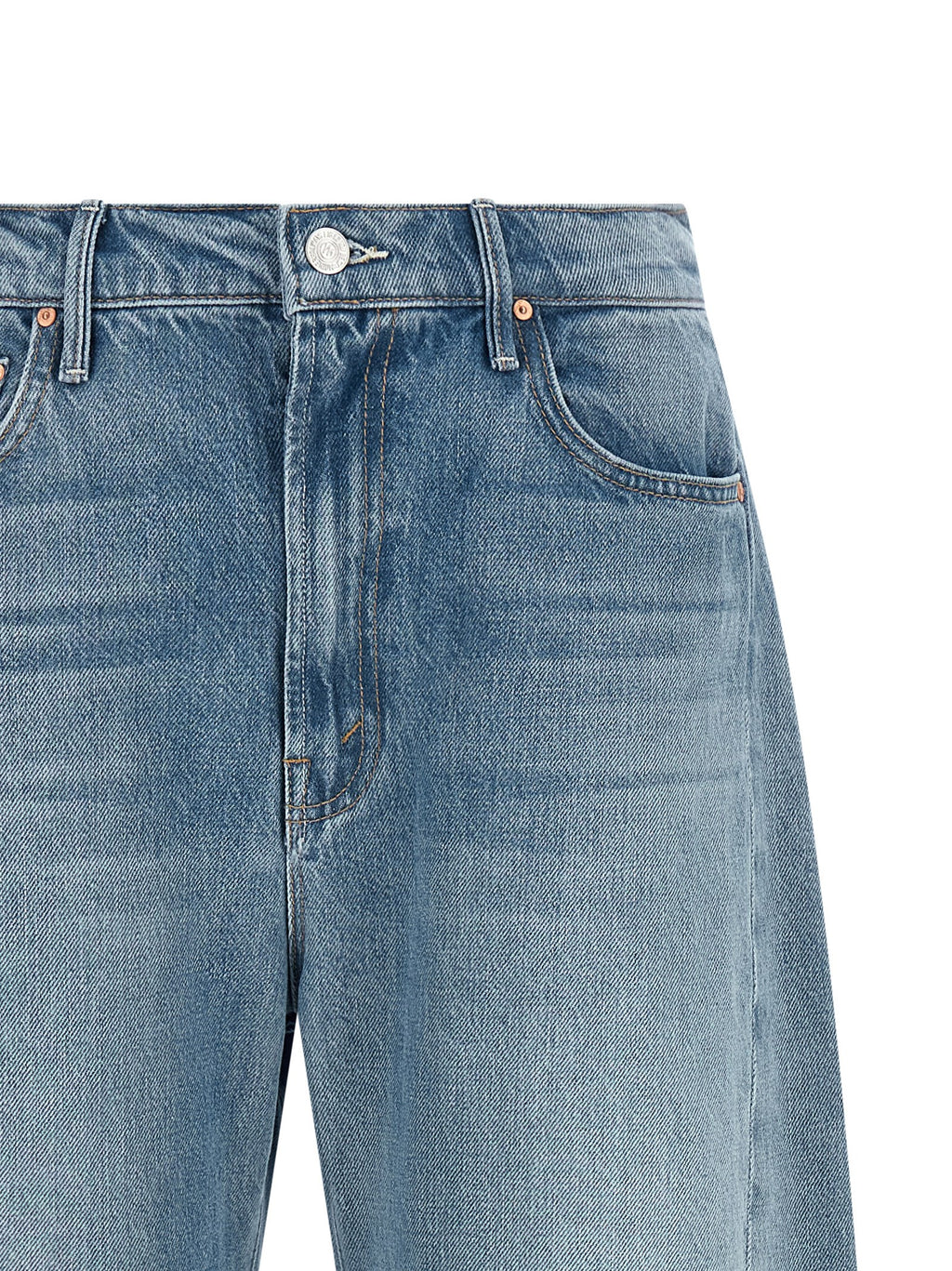 Blue Cotton Cropped Jeans