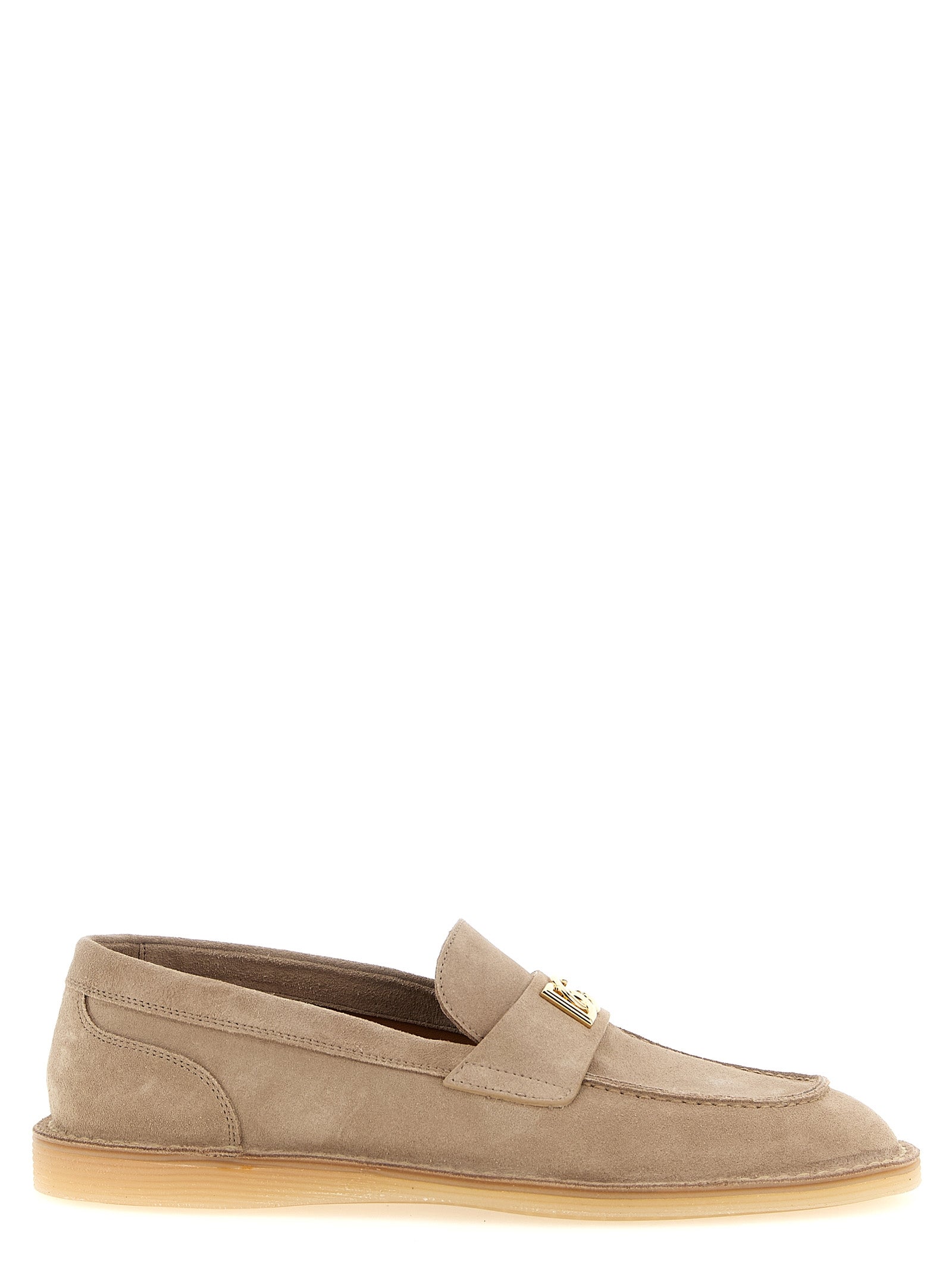 Beige Calfskin Slip-On Loafers
