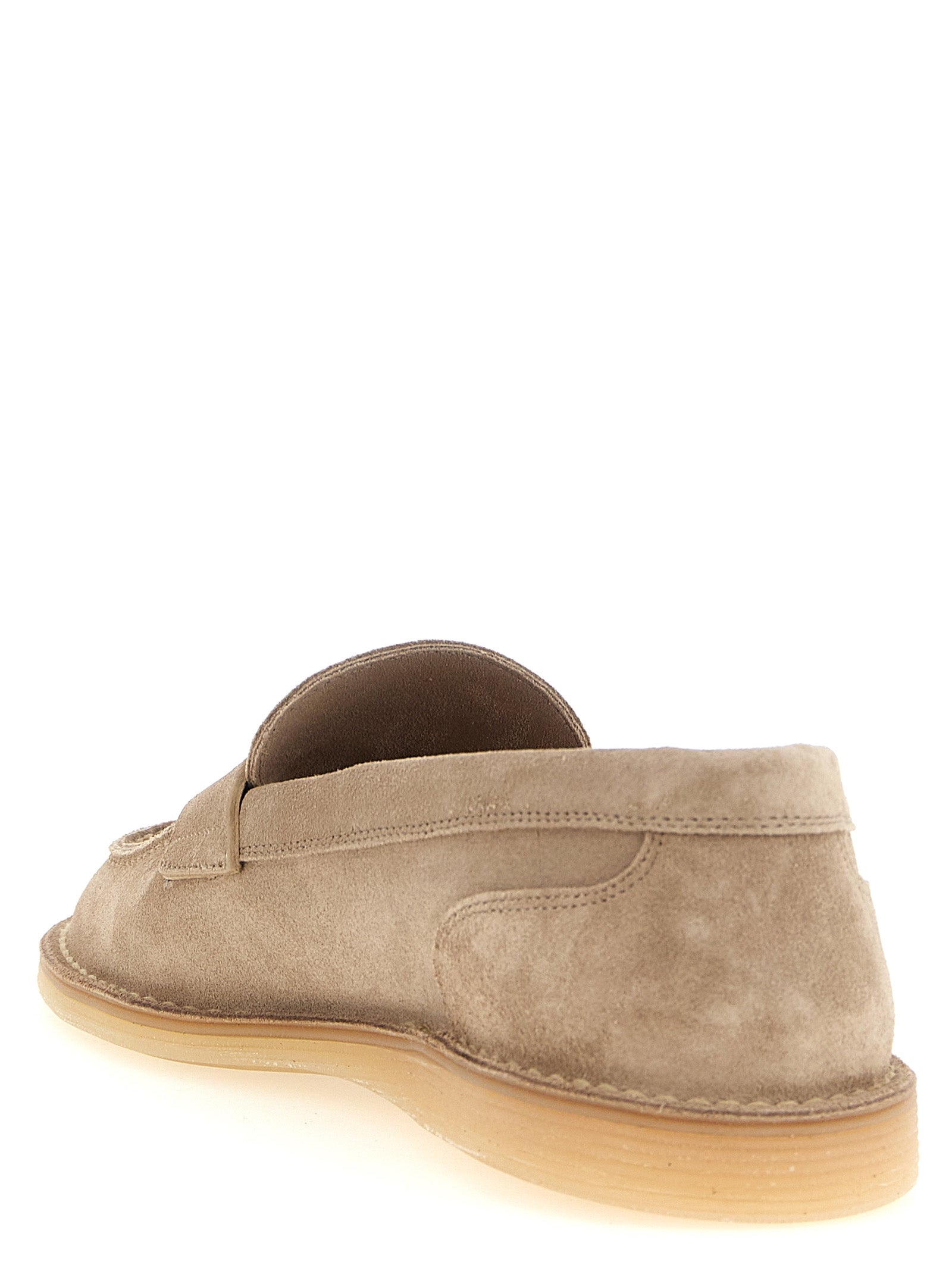 Beige Calfskin Slip-On Loafers