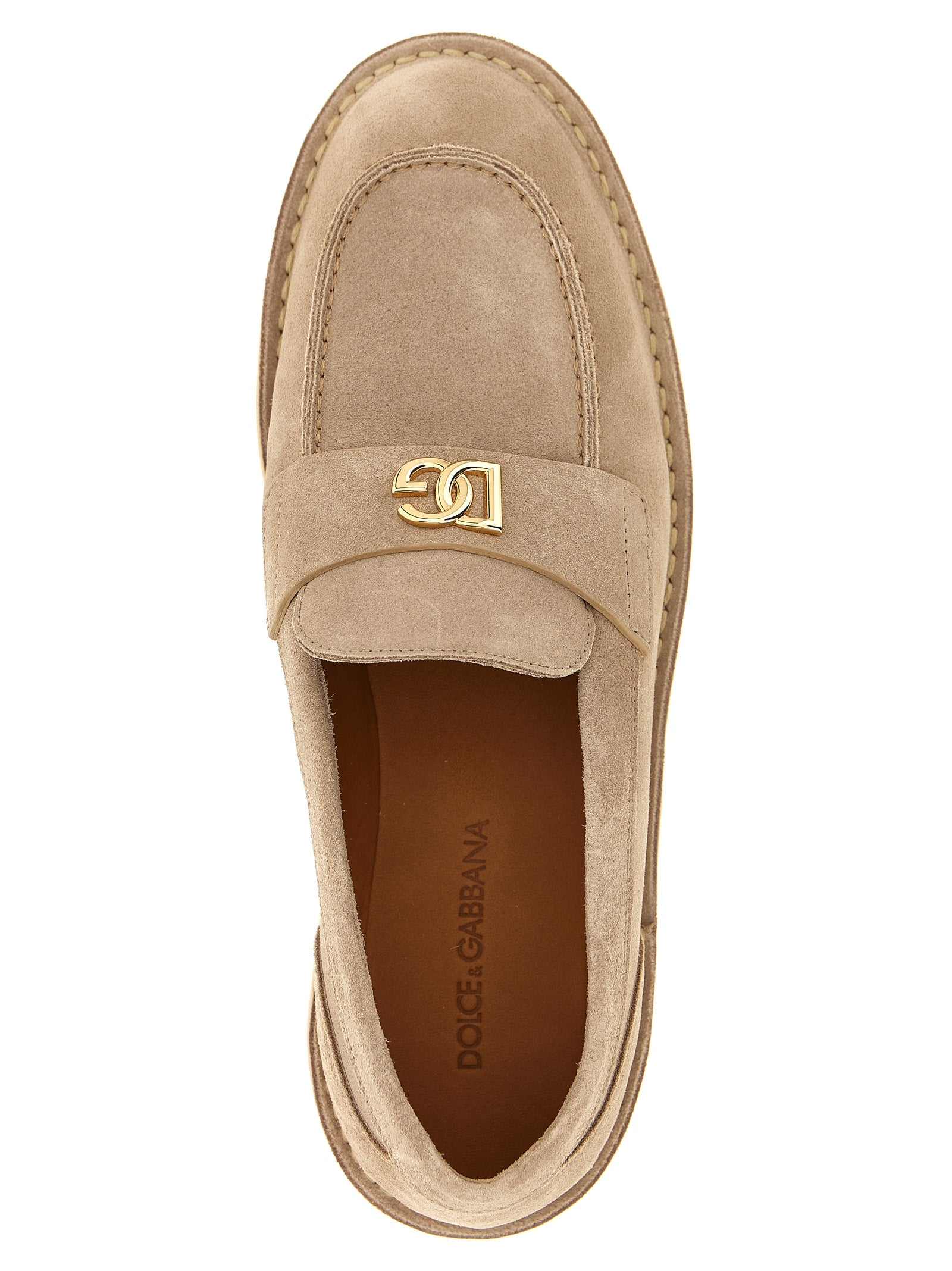 Beige Calfskin Slip-On Loafers