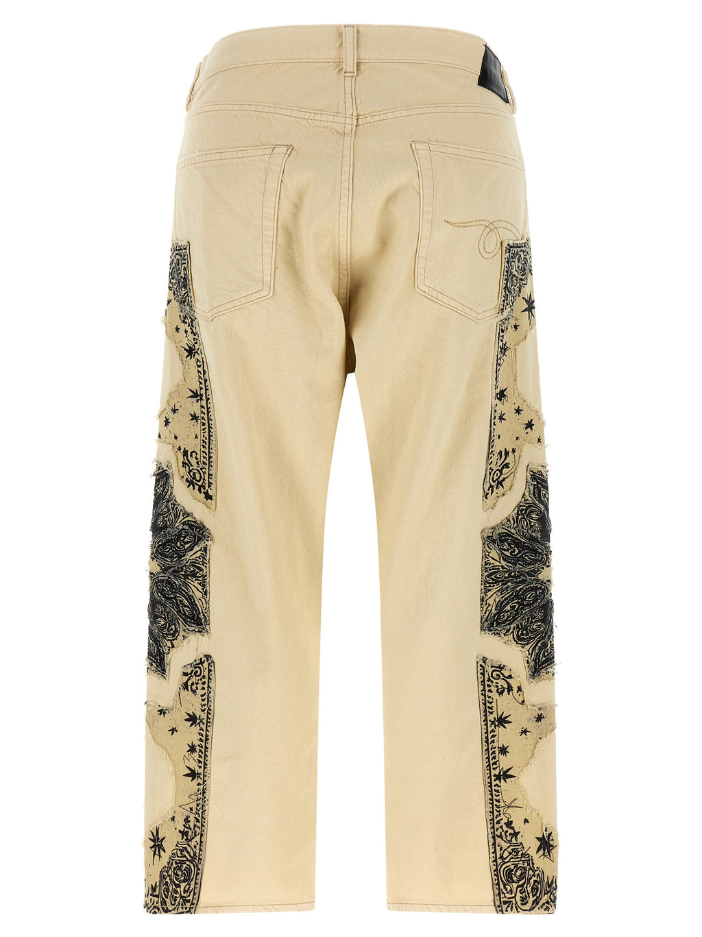 Beige Cotton Straight-Leg Jeans