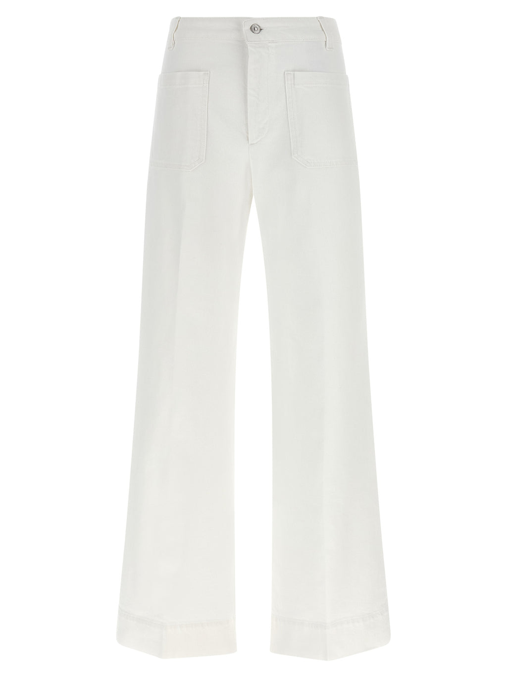White Cotton Flared Jeans