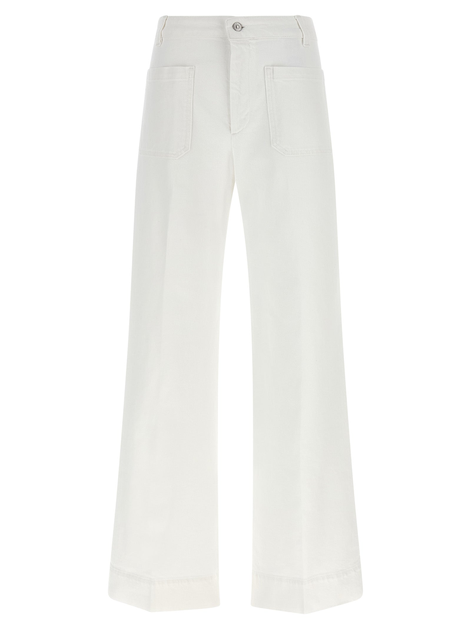 White Cotton Flared Jeans