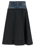Multicolor Polyester Midi Skirt
