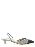 Blue Goatskin Mid Heel Pumps