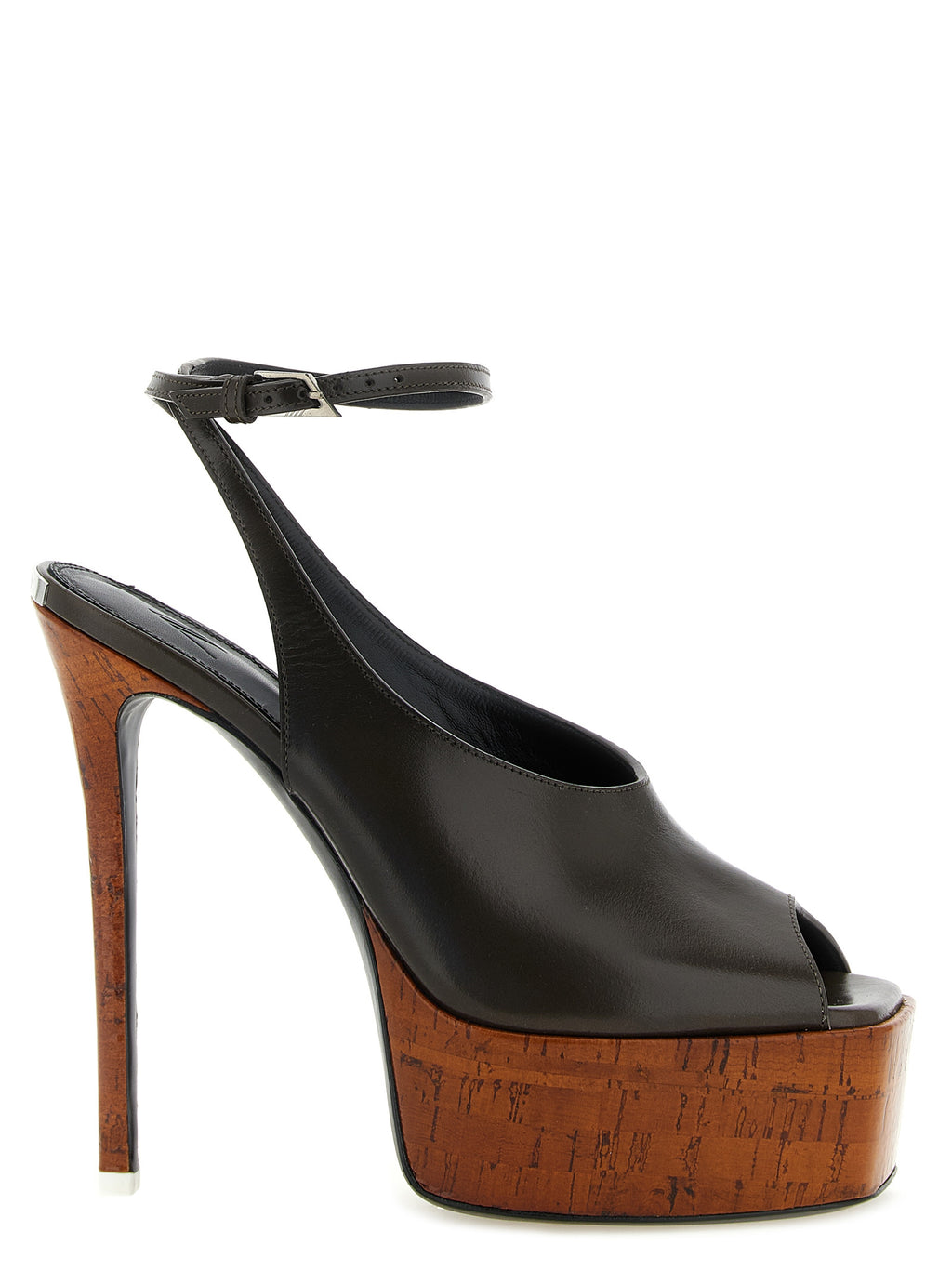 Bicolor Calfskin Stiletto Heel Sandals
