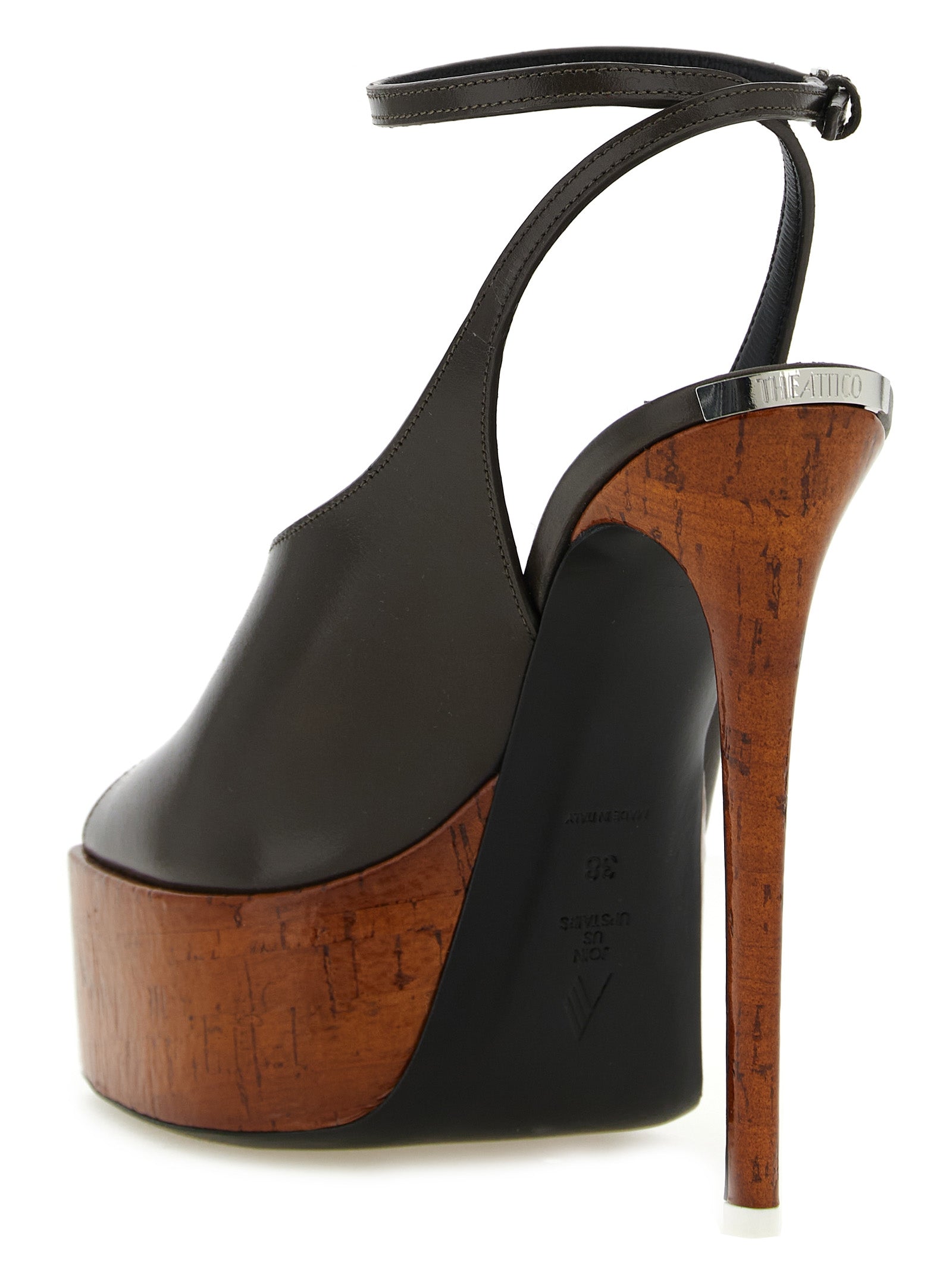 Bicolor Calfskin Stiletto Heel Sandals